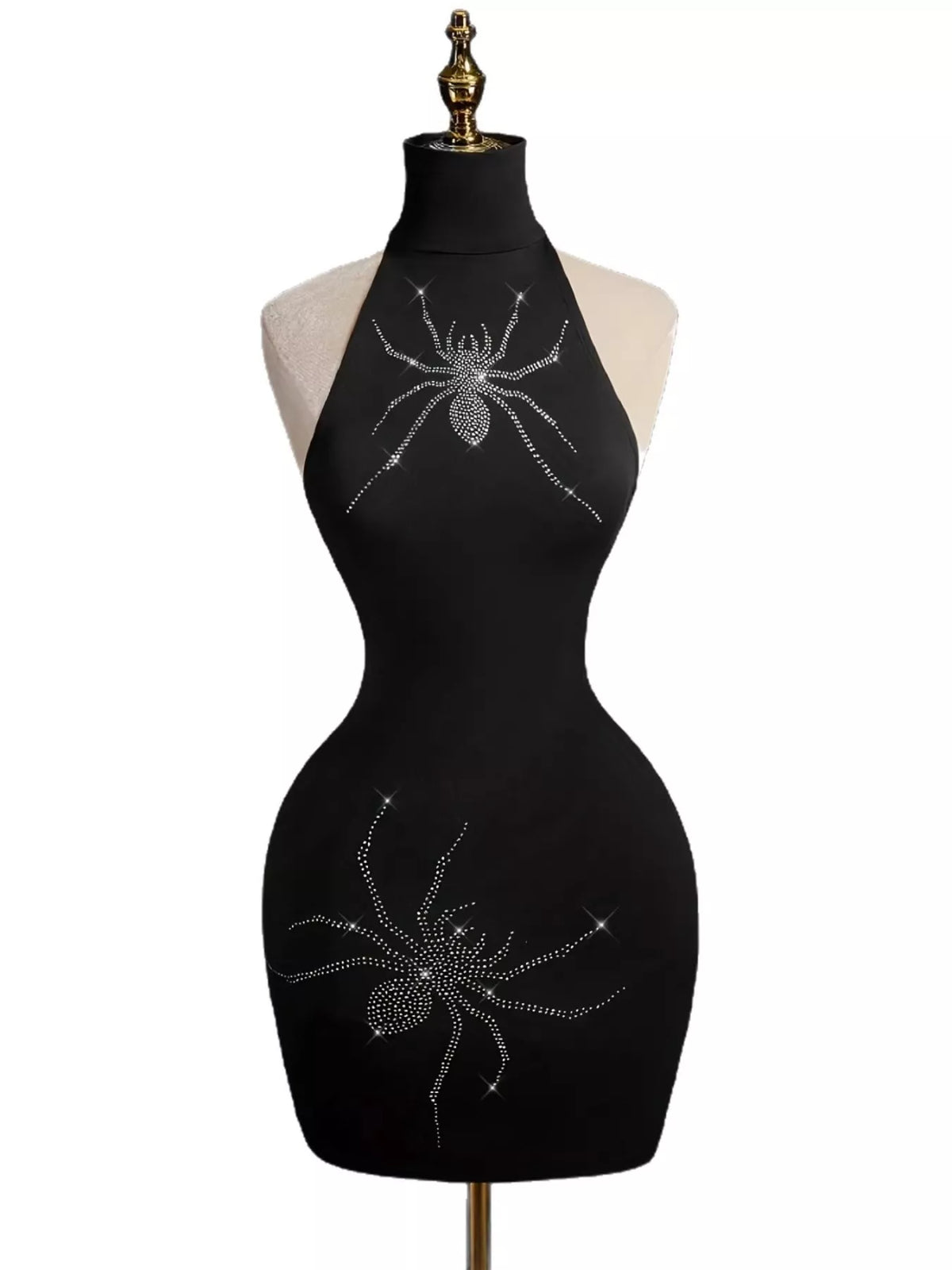 Rhinestone Spider Halter Neck Bodycon Dress - photo 4