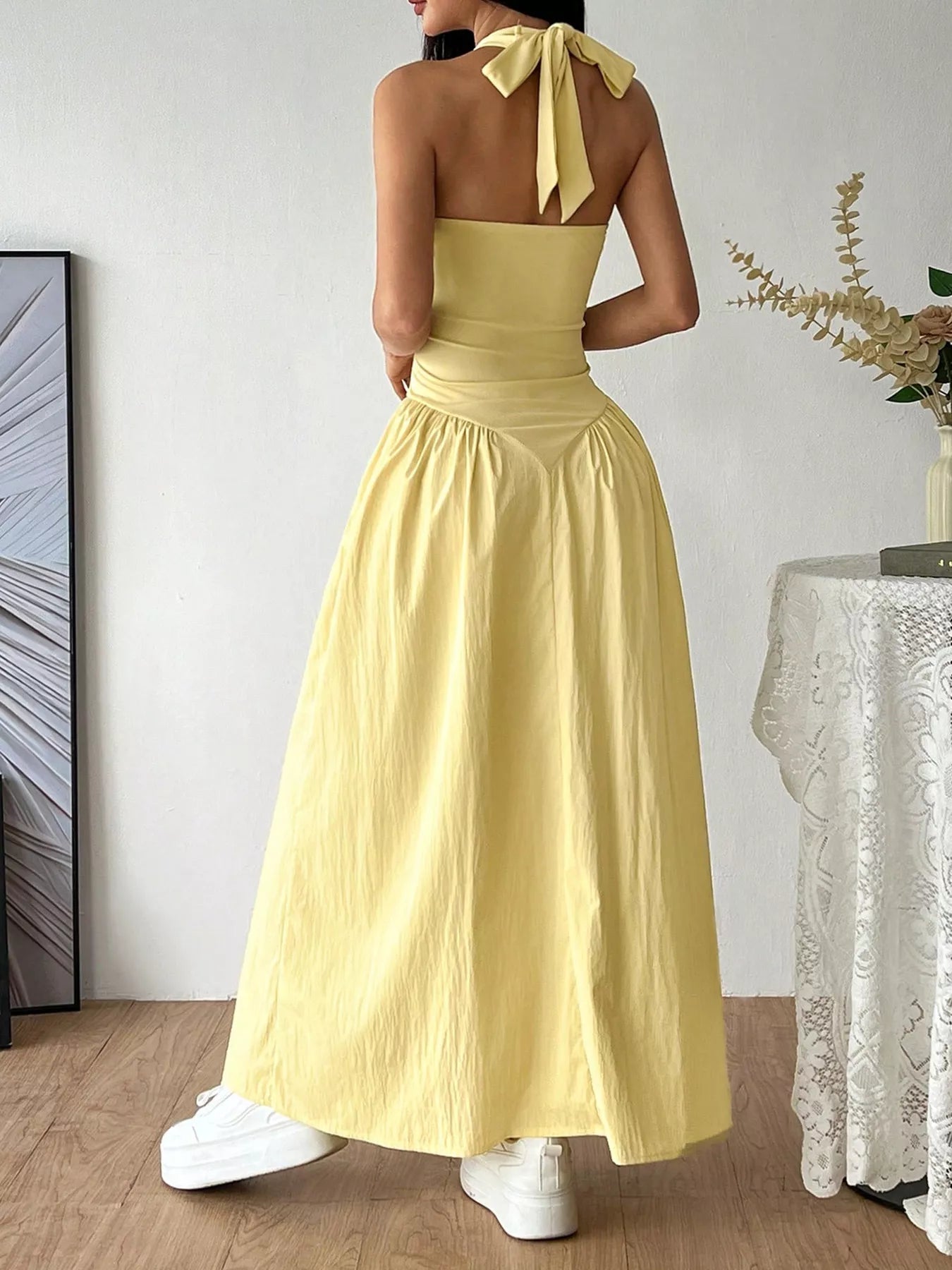 Halter Neck Ruched Maxi Dress Secondary image