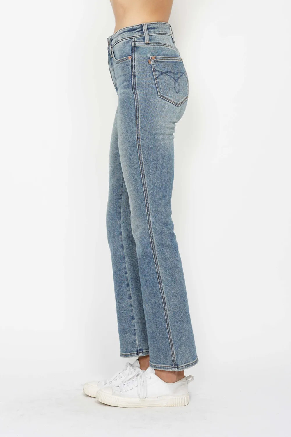Judy Blue Full Size Tummy Control Back Embroidered Pocketed Bootcut Jeans Plus Size Secondary image