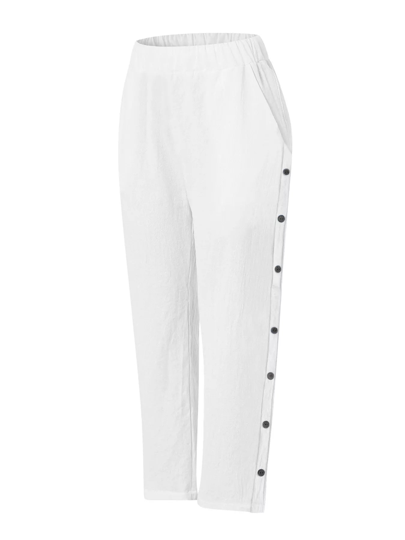 Full Size Side Button Decor Pants Plus Size Secondary image