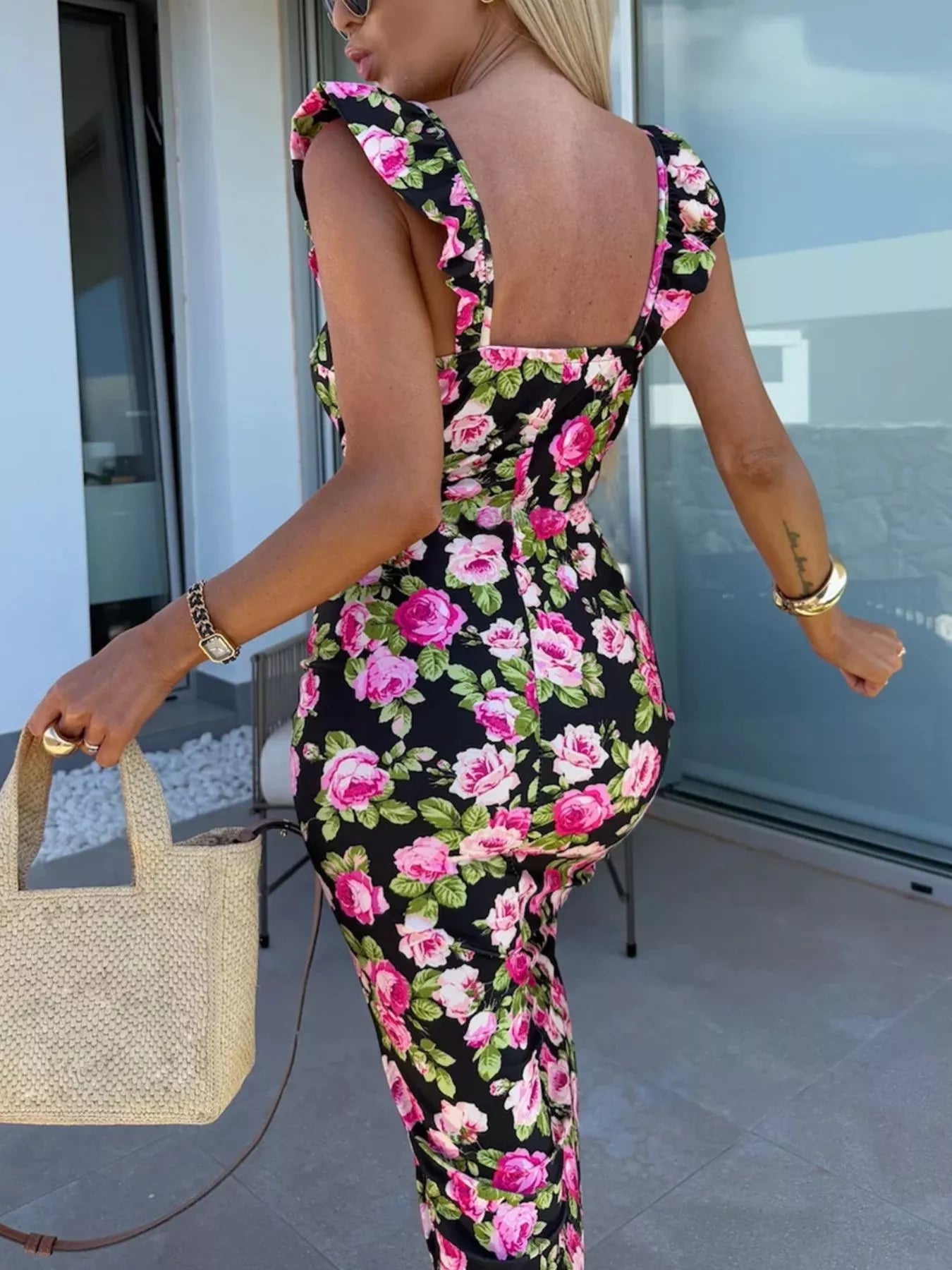Slit Sweetheart Neck Midi Dress Secondary image