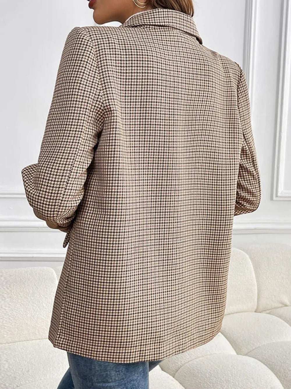Perfee Plaid Lapel Collar Long Sleeve Blazer Secondary image