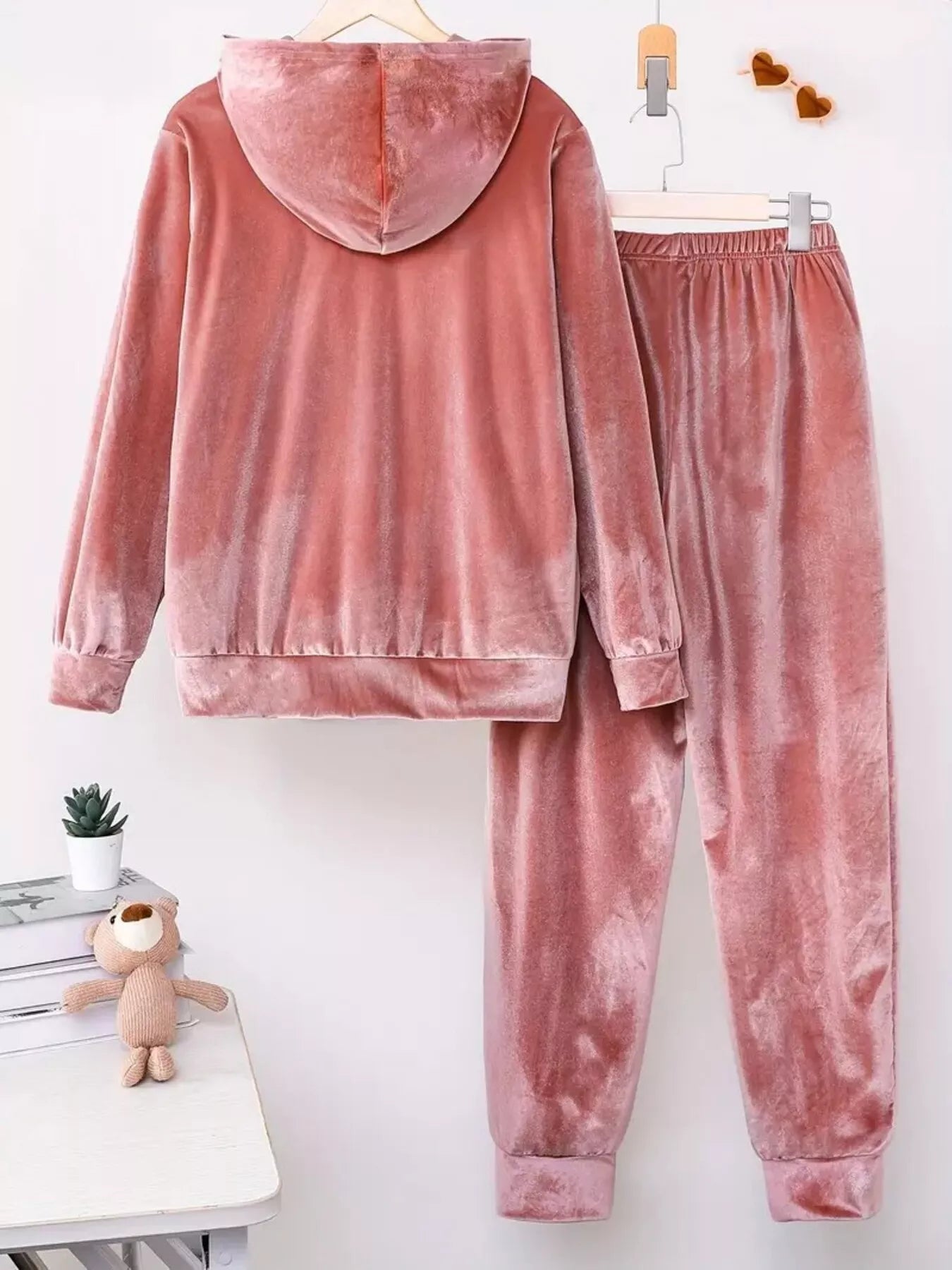 Full Size Velvet Hoodie and Pants Set Plus Size Secondary image