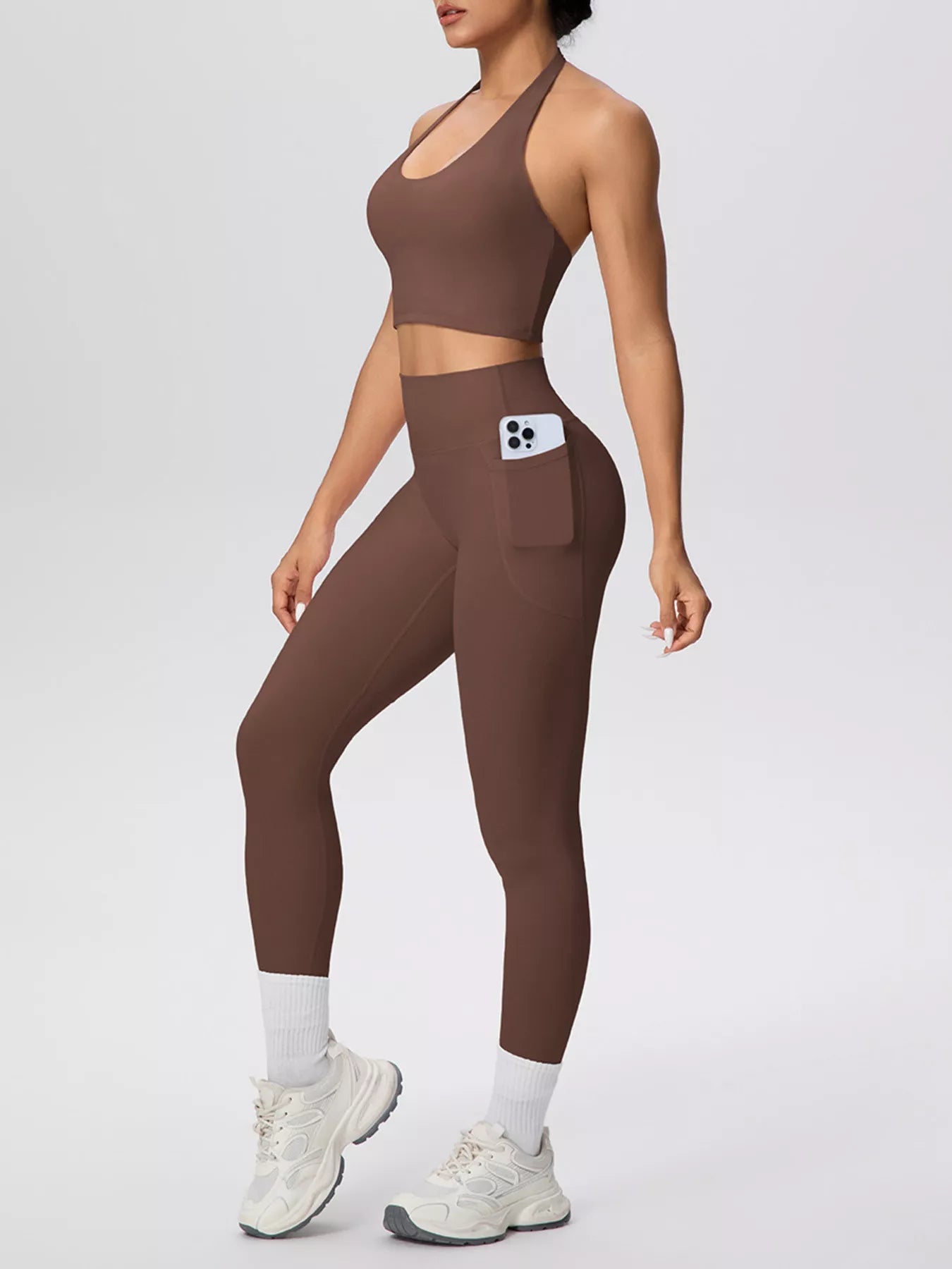 Halter Neck Crop Top and High-Waisted Leggings Active Set Secondary image