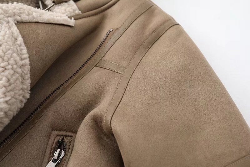 Women's Faux Suede Moto Jacket | Fleece-Lined Fall & Winter Coat - photo 3