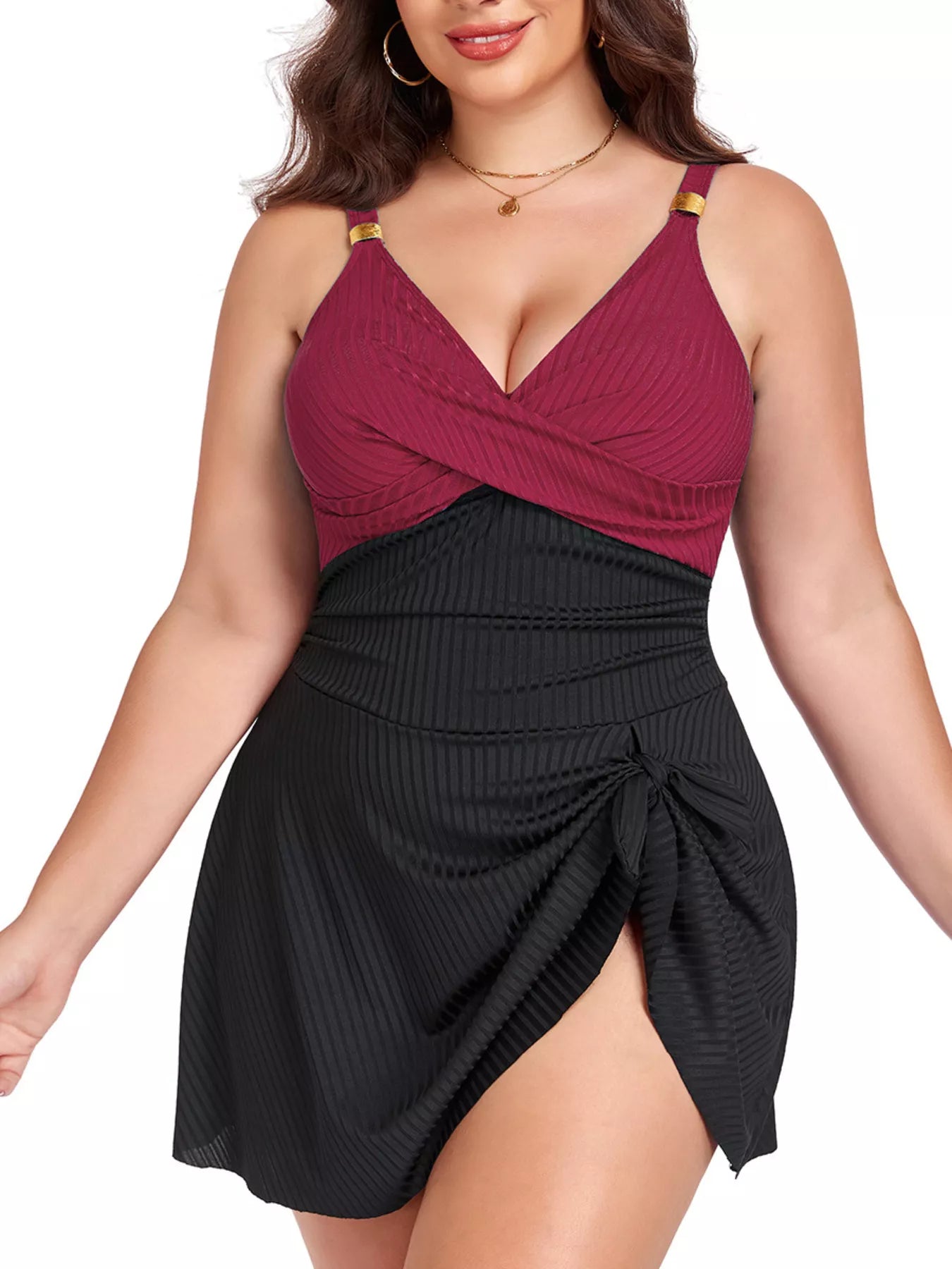Plus Size Ruched One-Piece Swim Dress Secondary image