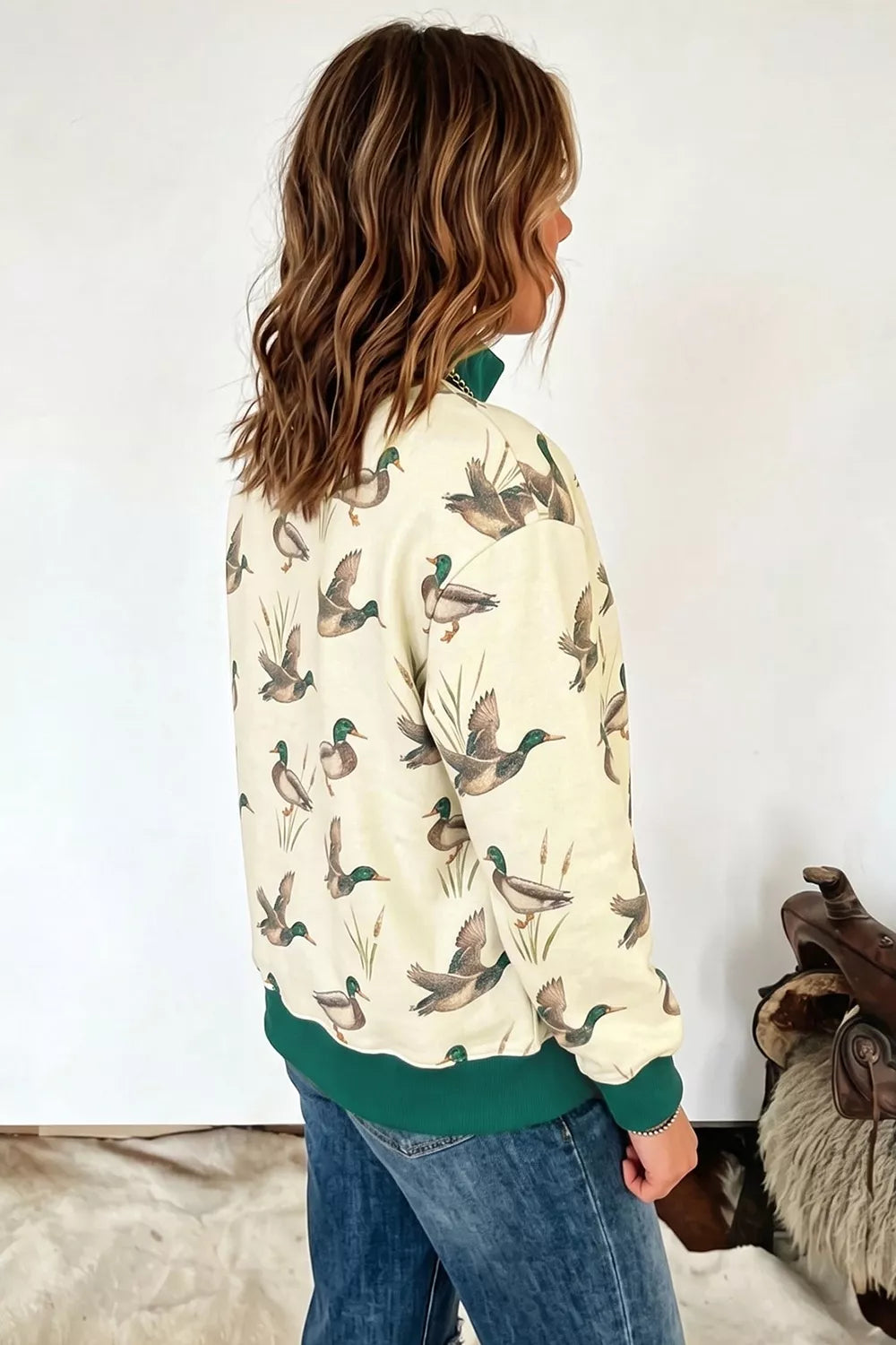 Duck Print Mock Neck Sweatshirt Secondary image