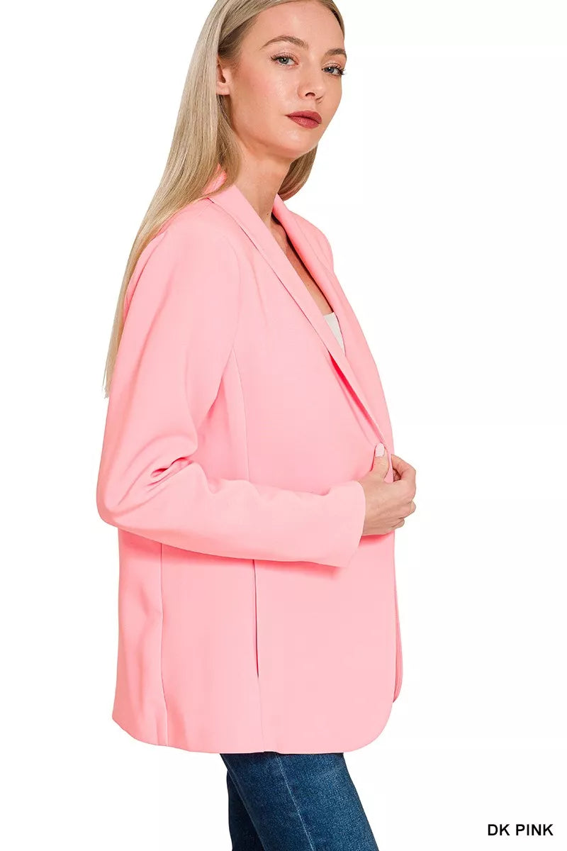 Zenana Woven Long Sleeve Blazer With Lining Secondary image