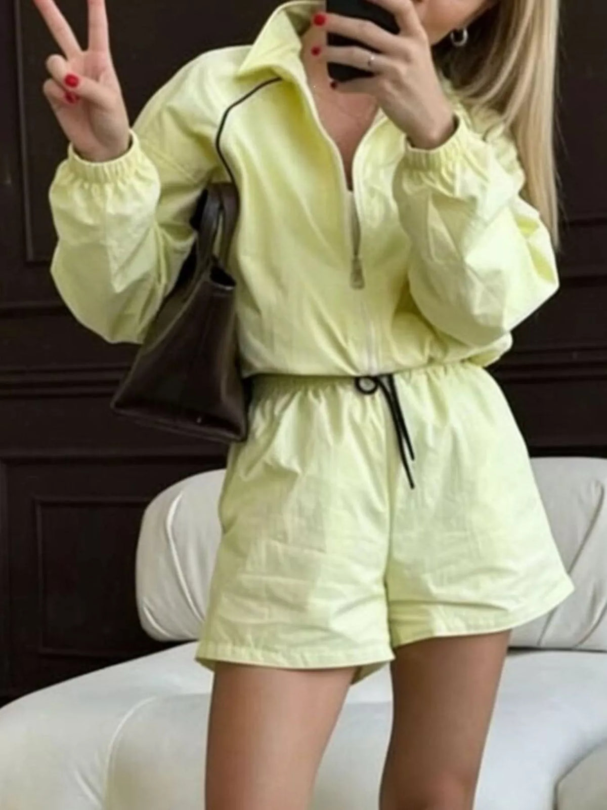 Zip-Up Jacket and Shorts Two-Piece Set - photo 9