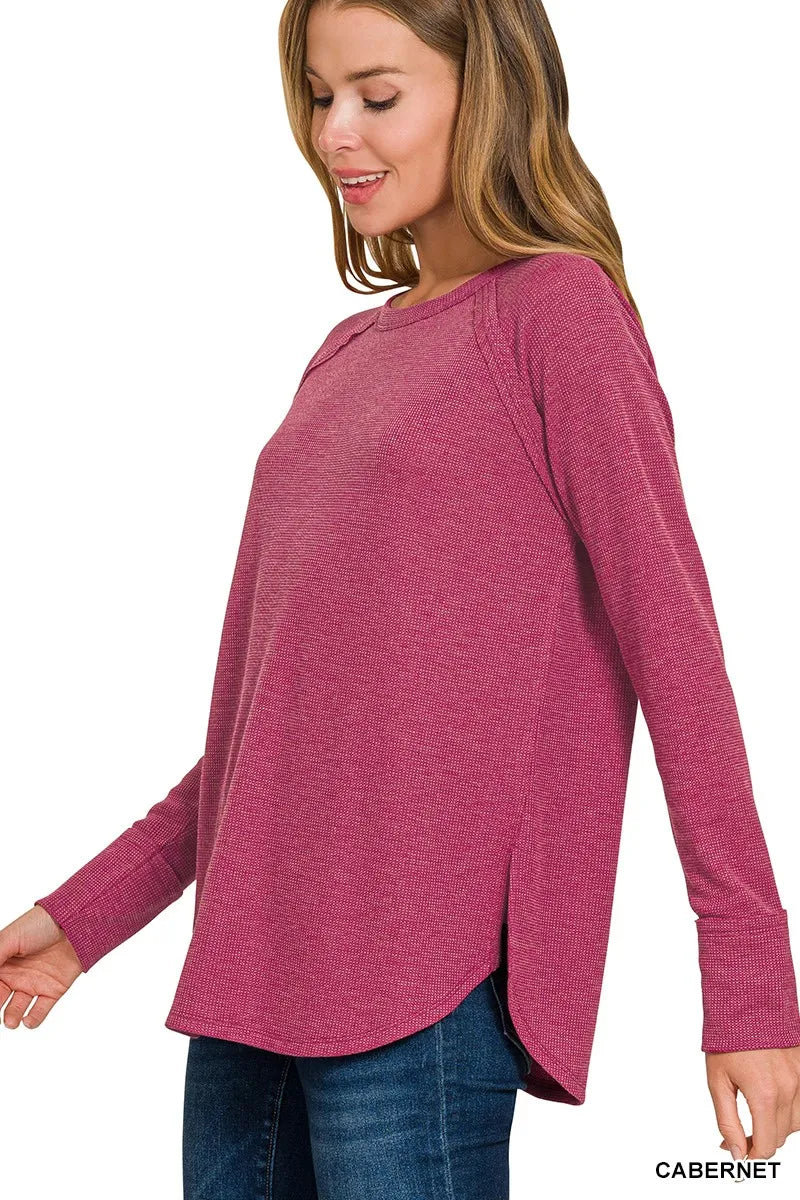 Zenana Baby Waffle Long Sleeve Top Secondary image