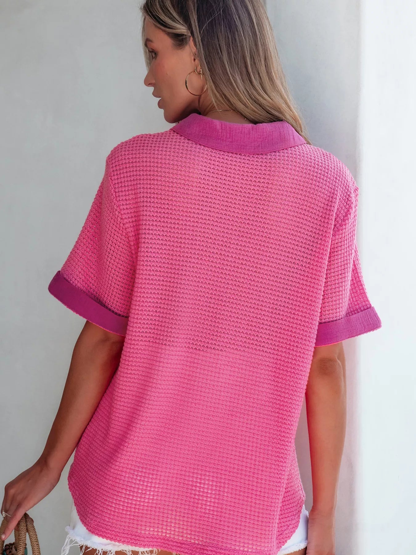 Gauze Waffle Button Down Short Sleeve Shirt Secondary image