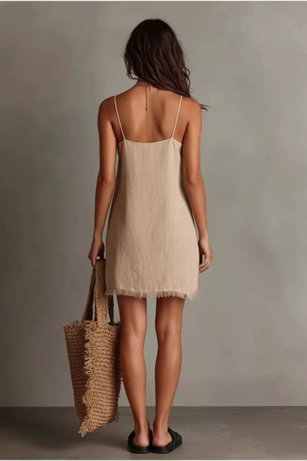 Full Size Fringe V-Neck Cami Dress Plus Size Secondary image