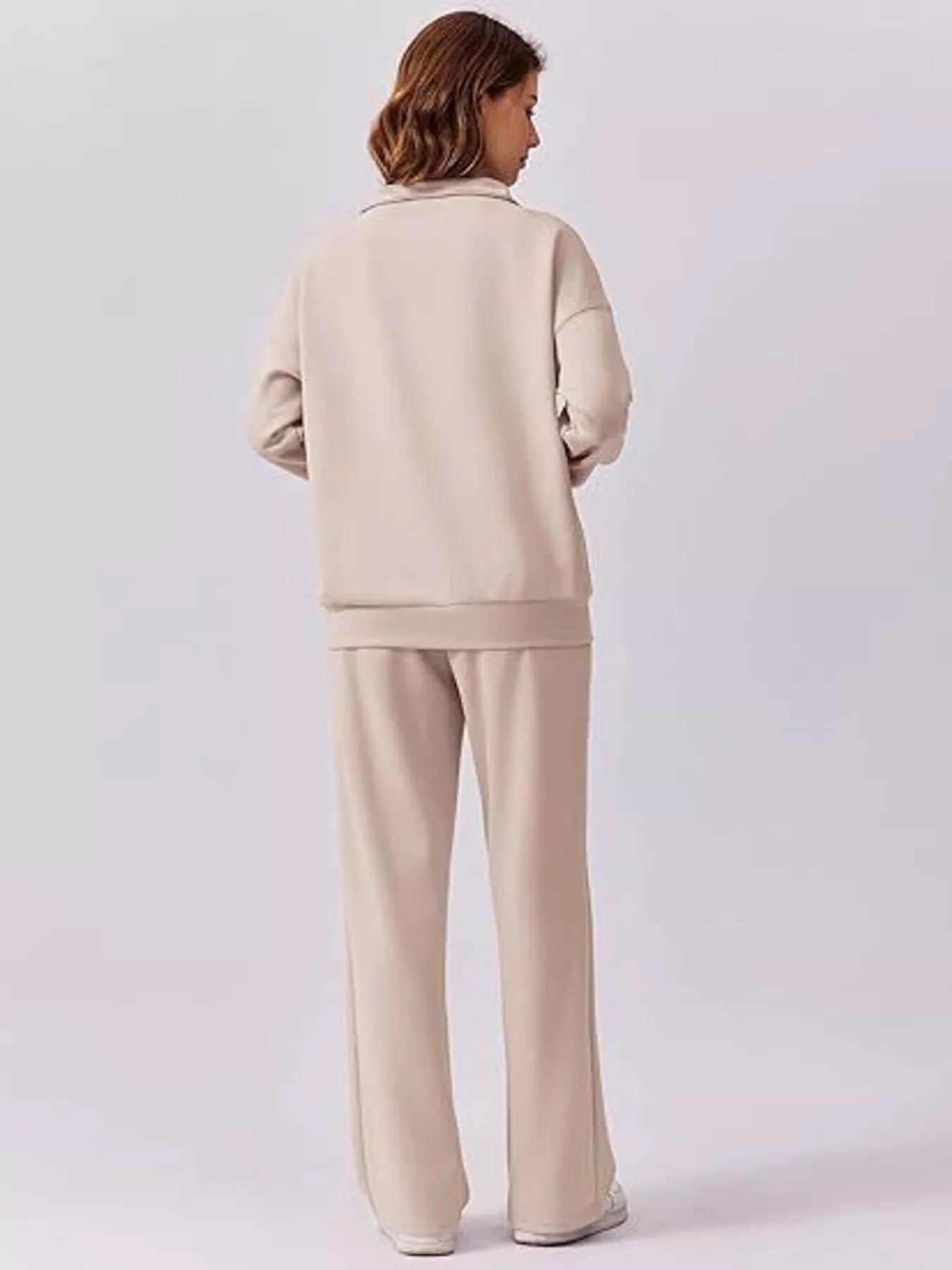 Relaxed Fit Quarter-Zip Top and Pants Set Secondary image