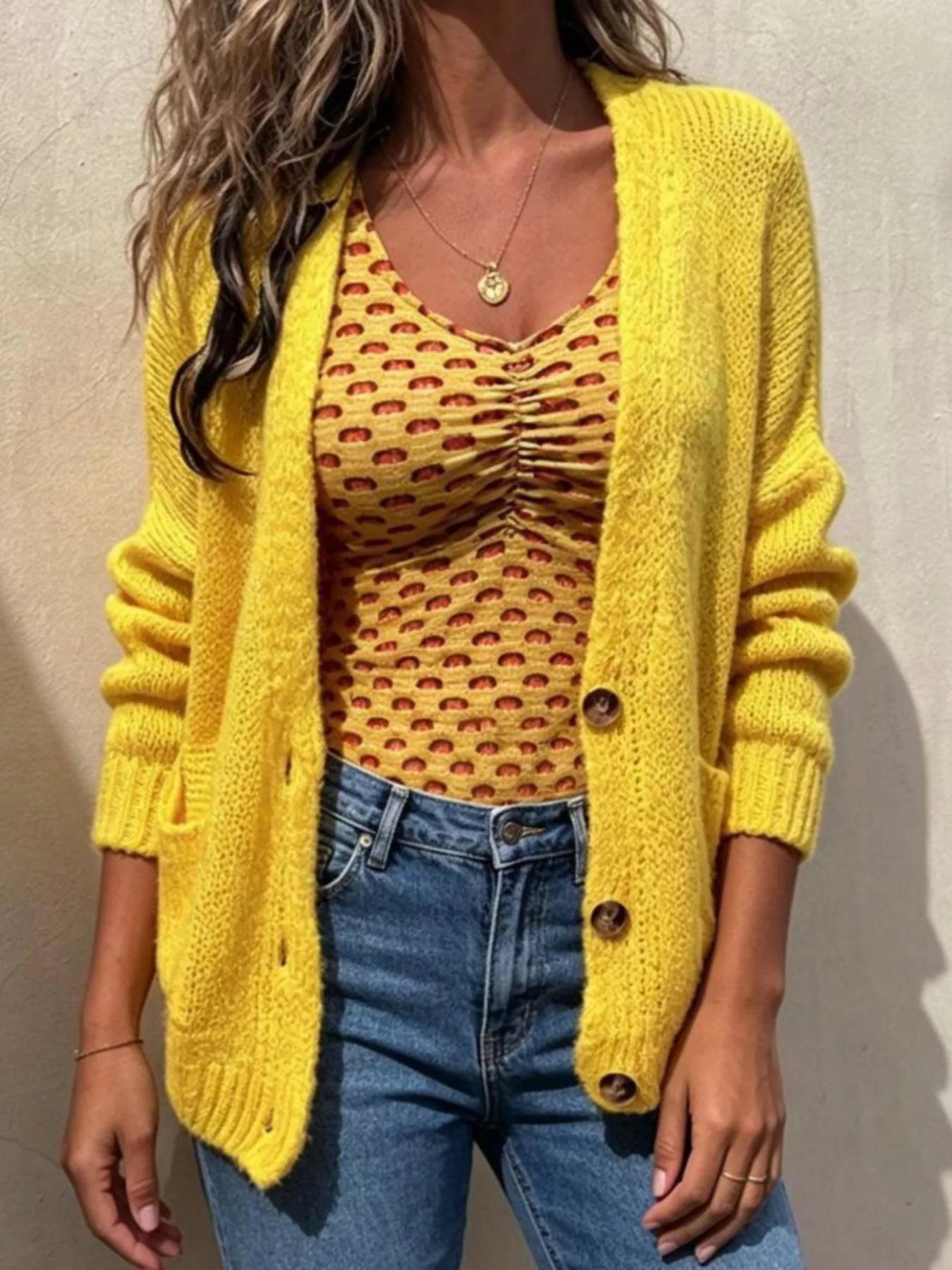 Full Size Chunky Knit Button-Up Cardigan Plus Size Secondary image