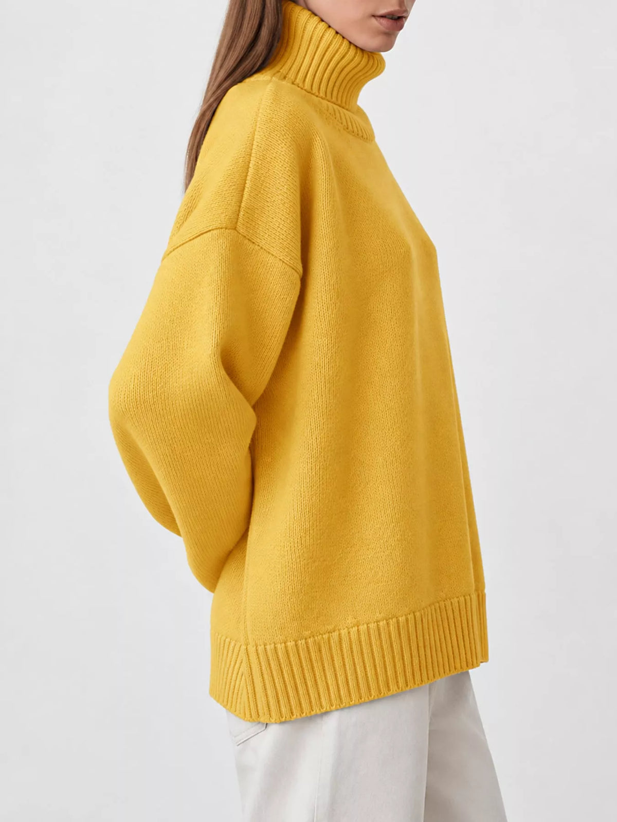 Women's Oversized Ribbed Turtleneck Sweater – Dropped Shoulder Relaxed Fit - photo 26