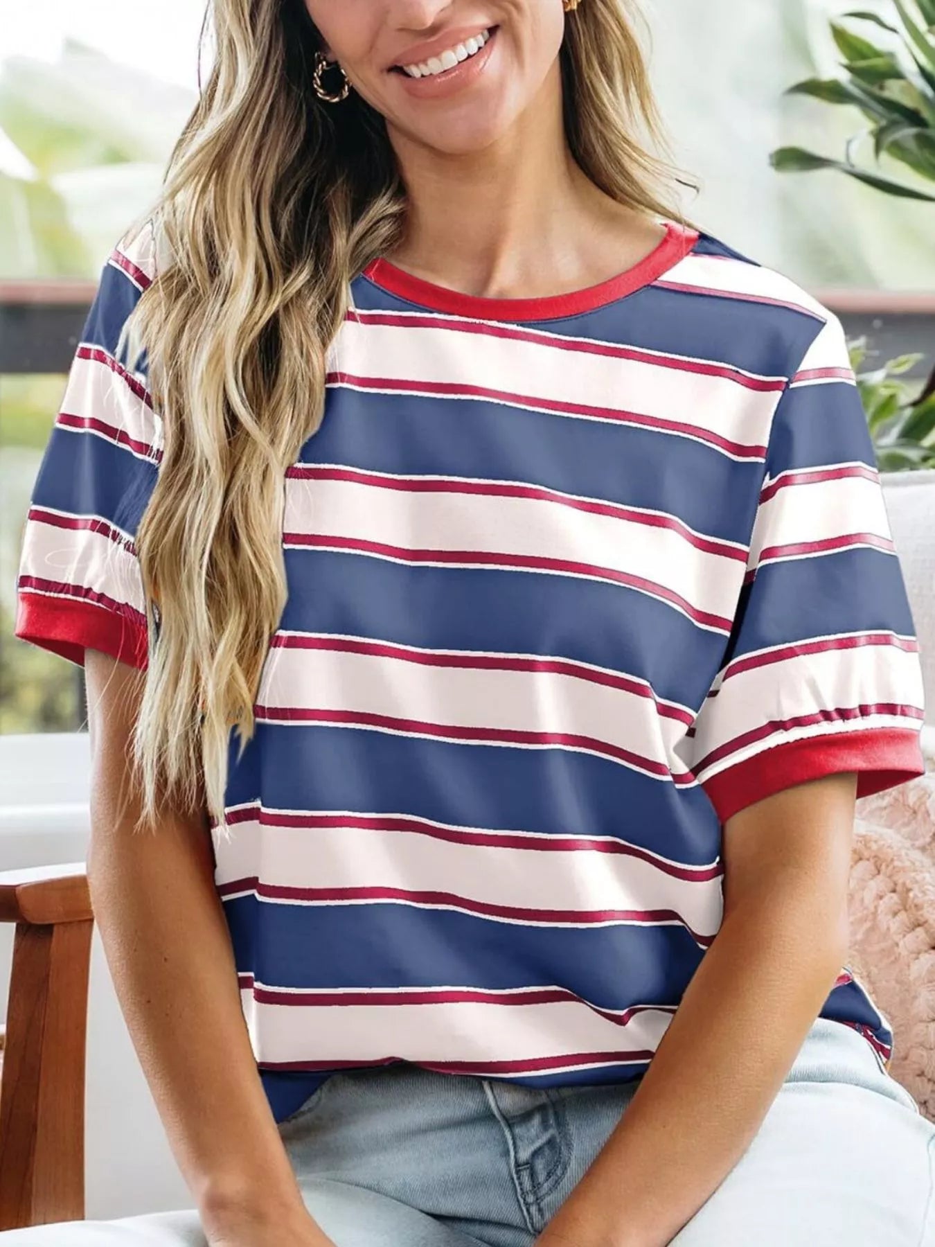 Striped Crew Neck T-Shirt Secondary image