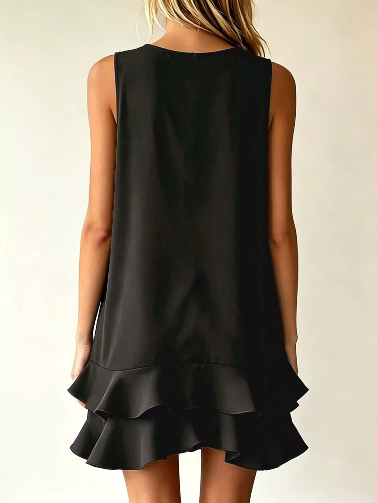 Full Size Sleeveless V-Neck Tiered Ruffle Mini Dress Plus Size - photo 4