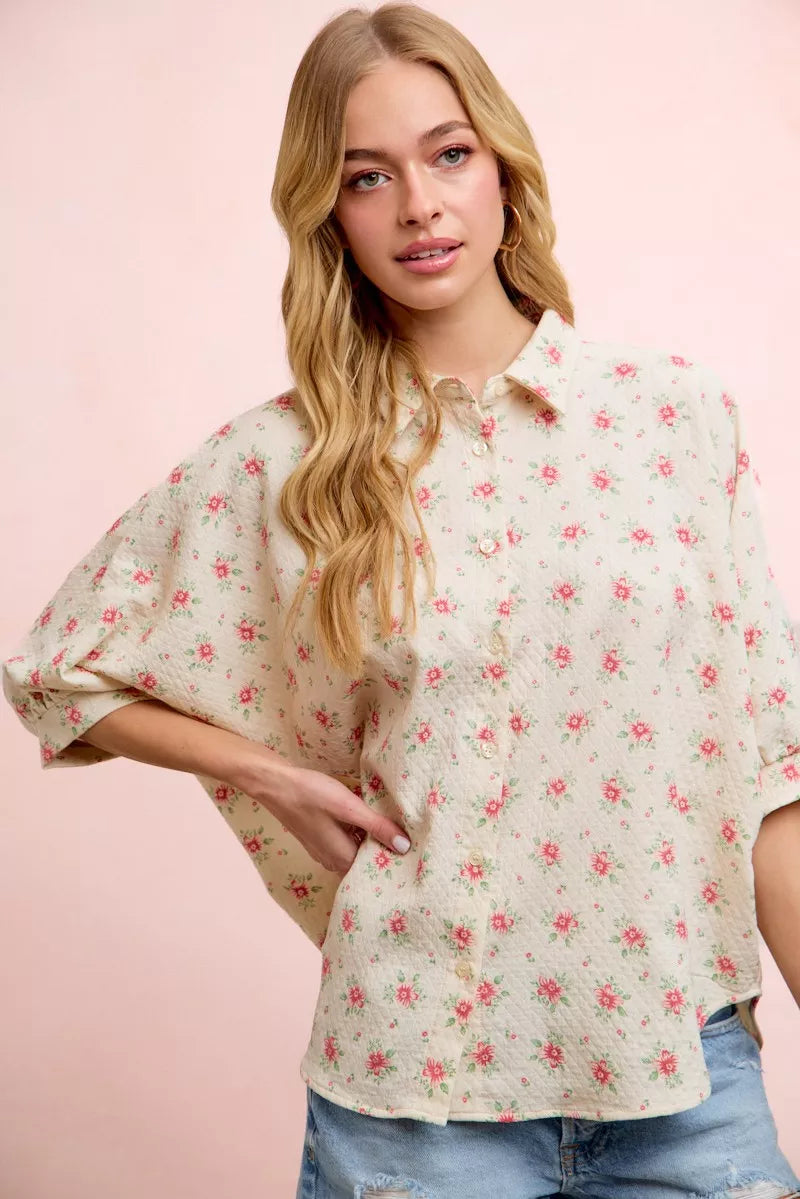 BiBi Flower Printed Short Dolman Blouse Top Secondary image