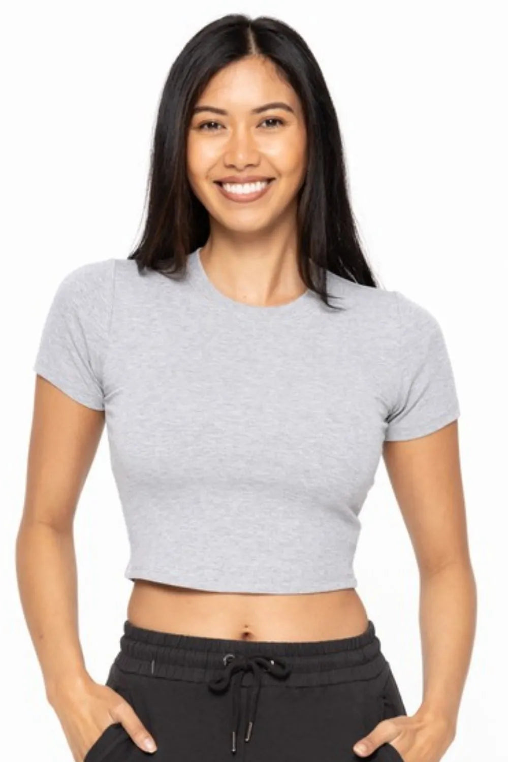 MONO B Essential Micro-ribbed Cropped Athleisure Tee Secondary image