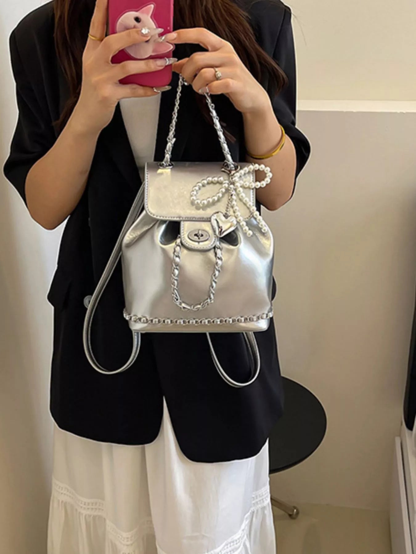 Pearl Decor Backpack Bag Secondary image