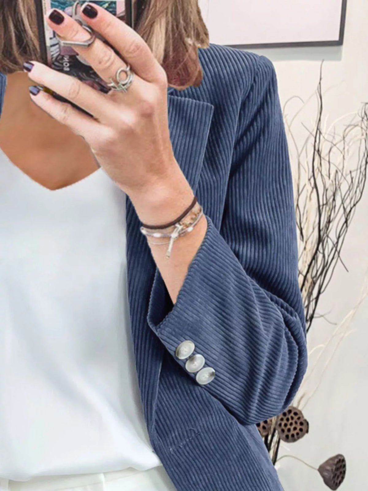 Corduroy Lapel Collar Casual Blazer - photo 2