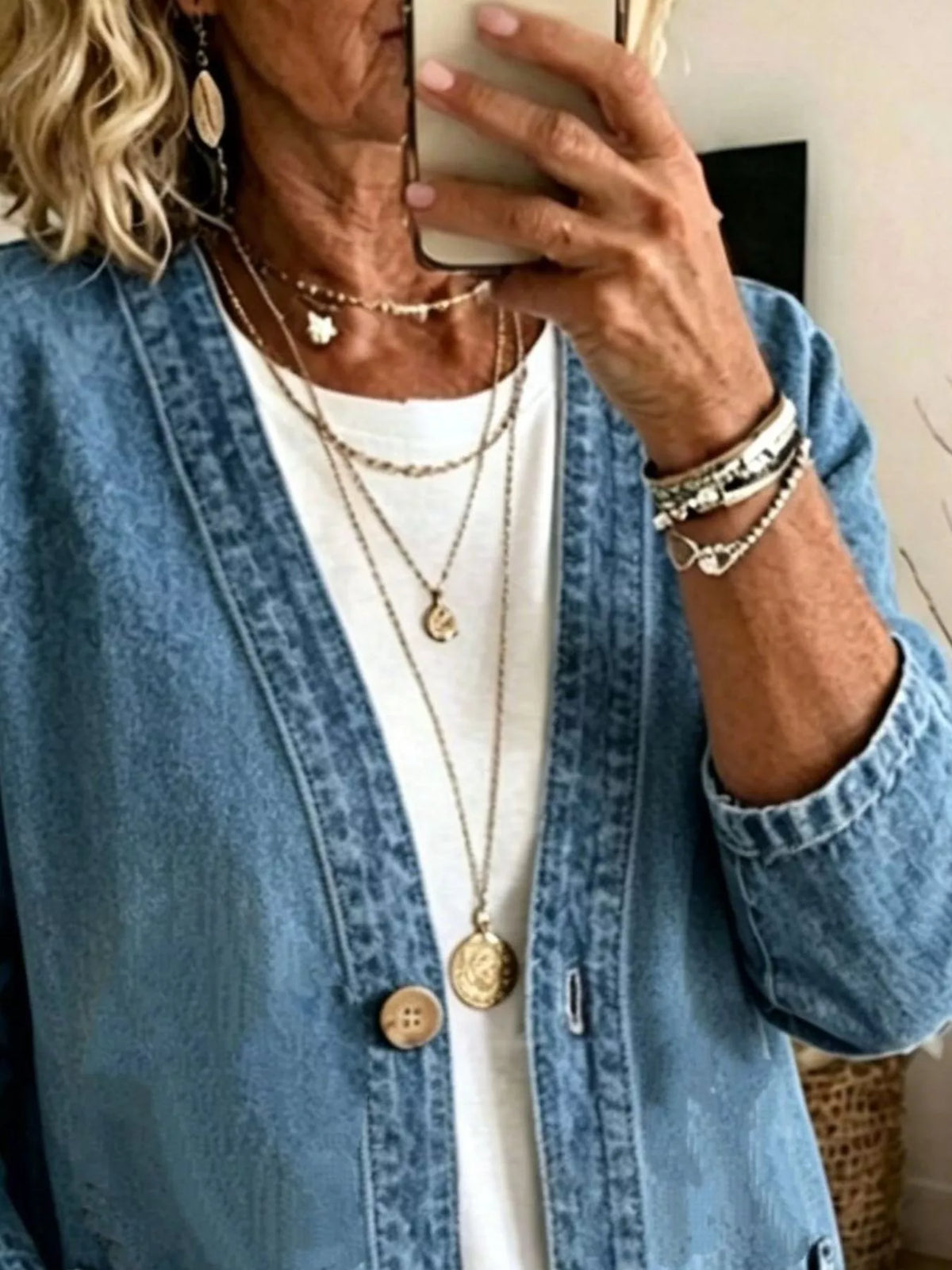 Women's V-Neck Button-Down Denim Jacket – Classic Cotton Jacket in 4 Colors - photo 12