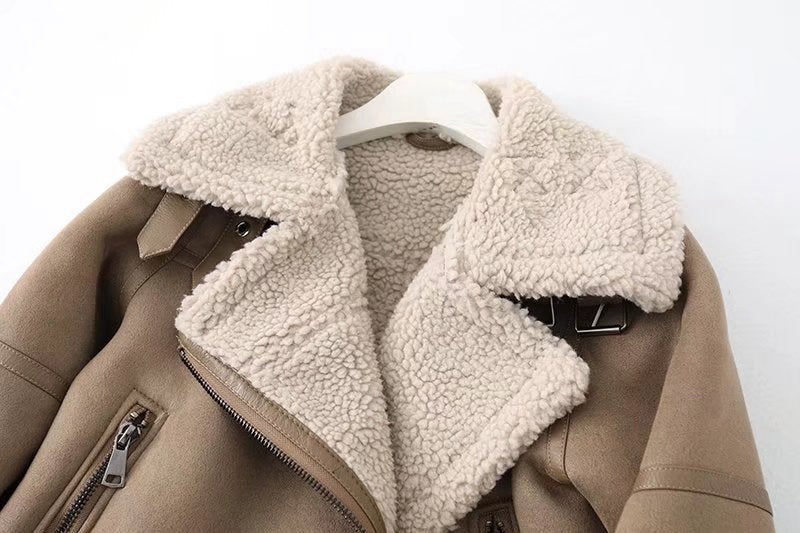 Women's Faux Suede Moto Jacket | Fleece-Lined Fall & Winter Coat - photo 8