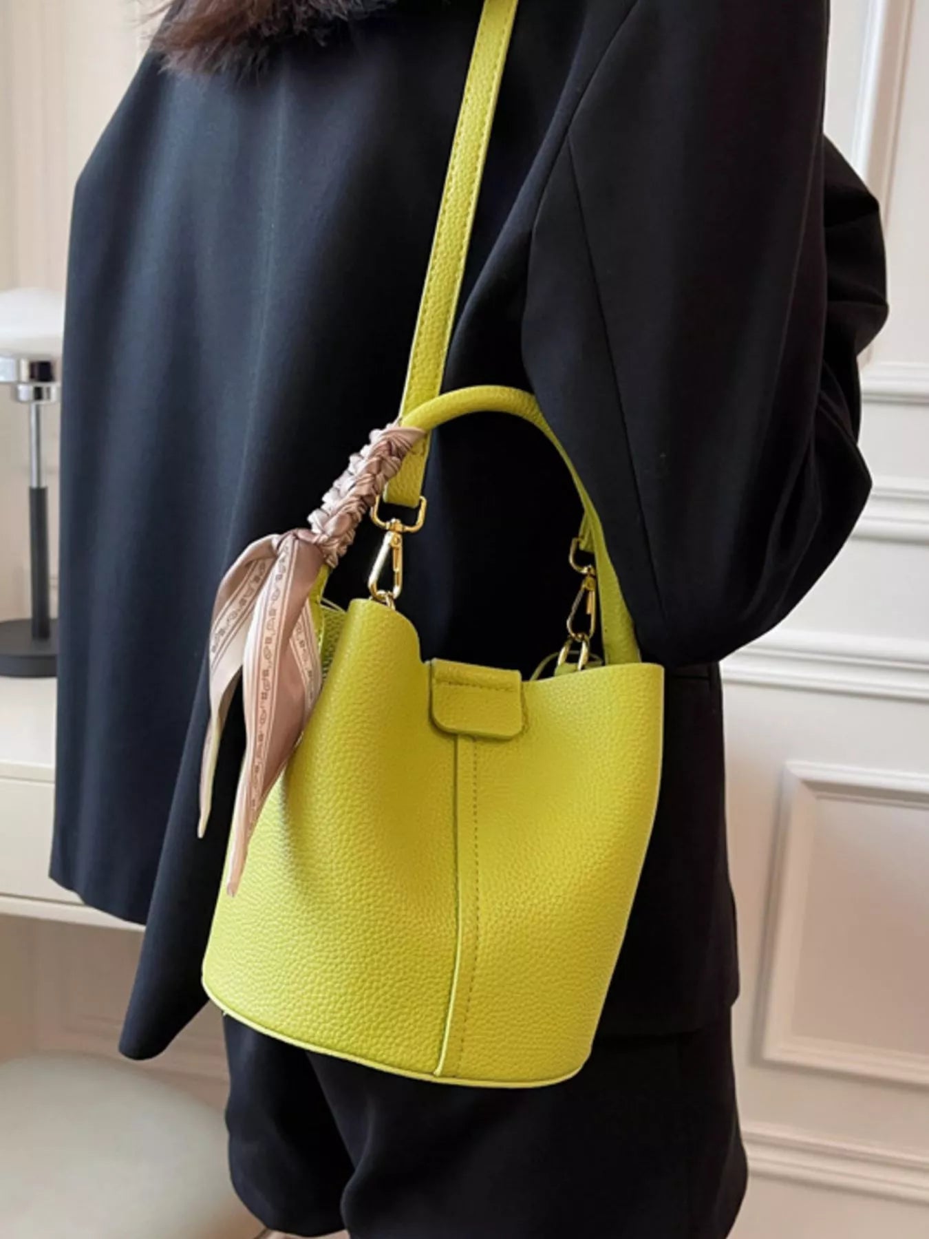 Leather Bucket Crossbody Bag Secondary image