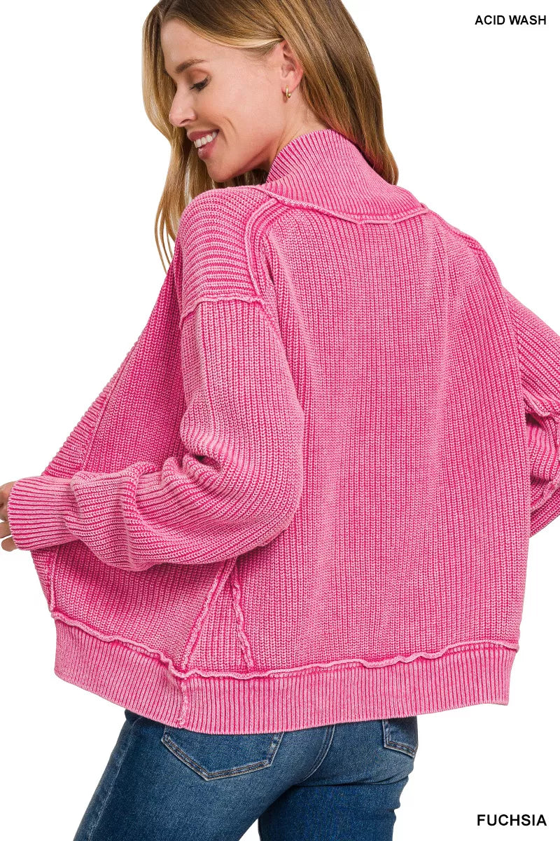 Zenana Washed Dropped Shoulder Cardigan with Side Pockets Secondary image