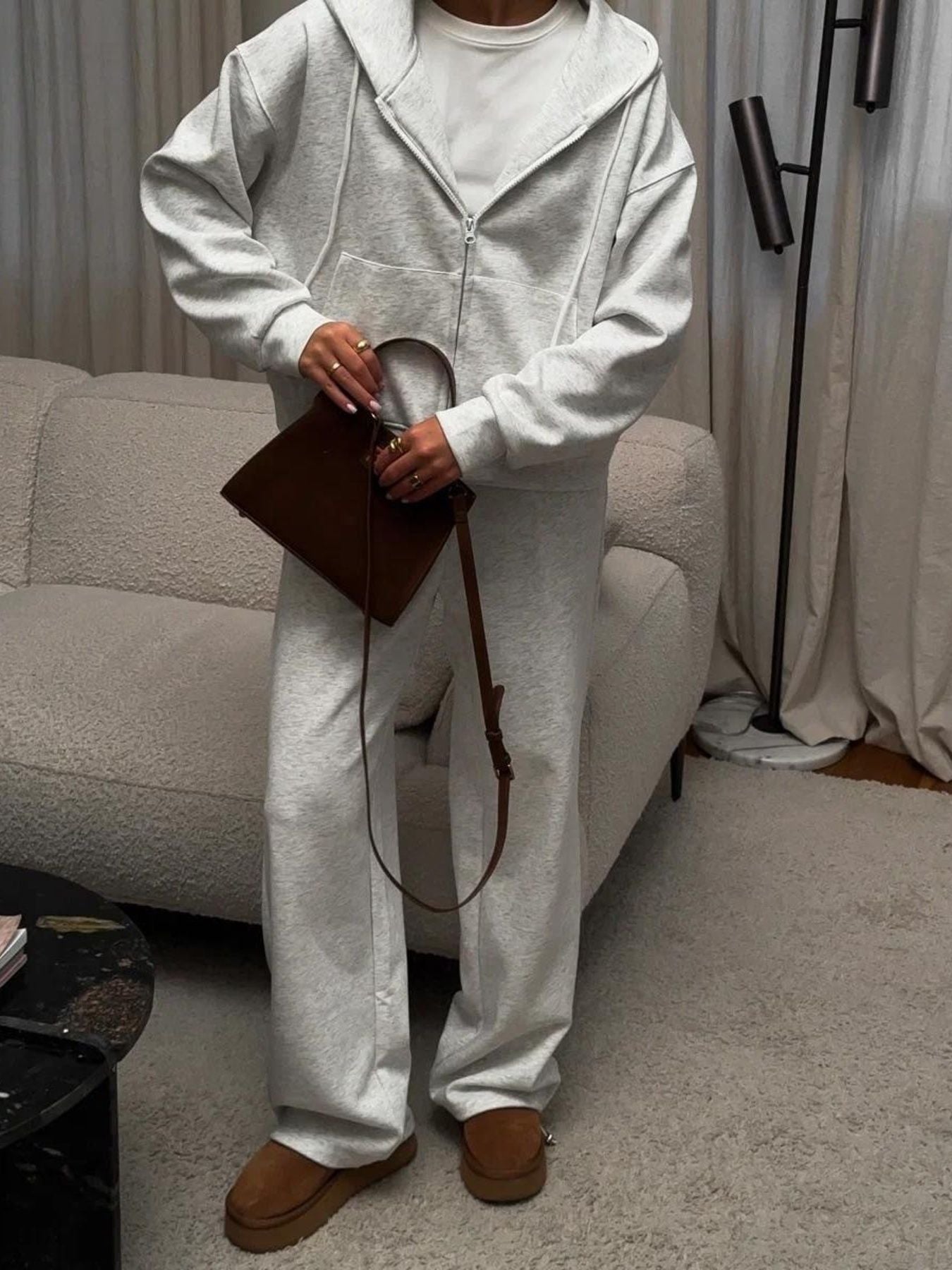 Zip-Up Hoodie and Sweatpants Set Secondary image