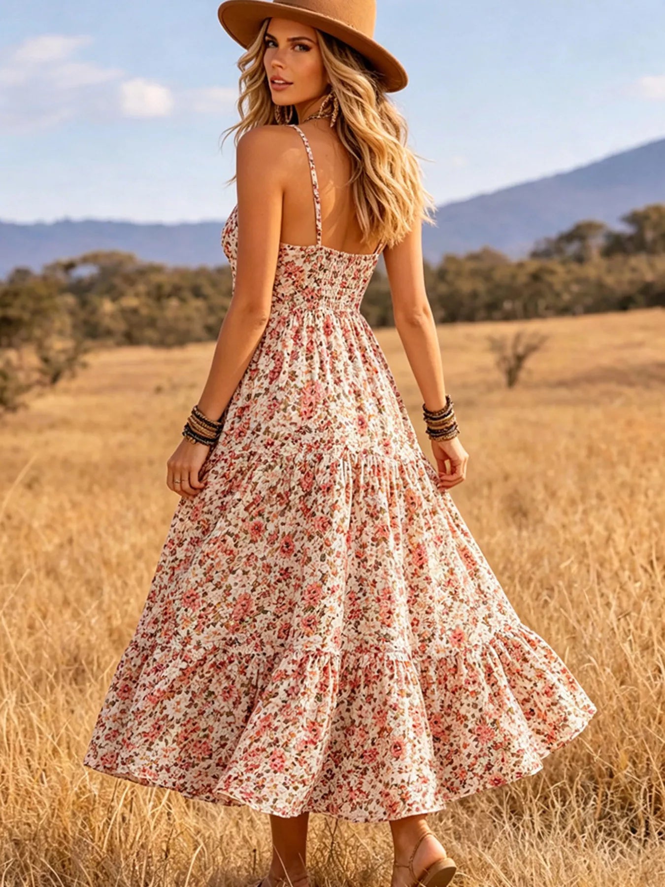 Floral Print V-Neck Midi Dress Secondary image