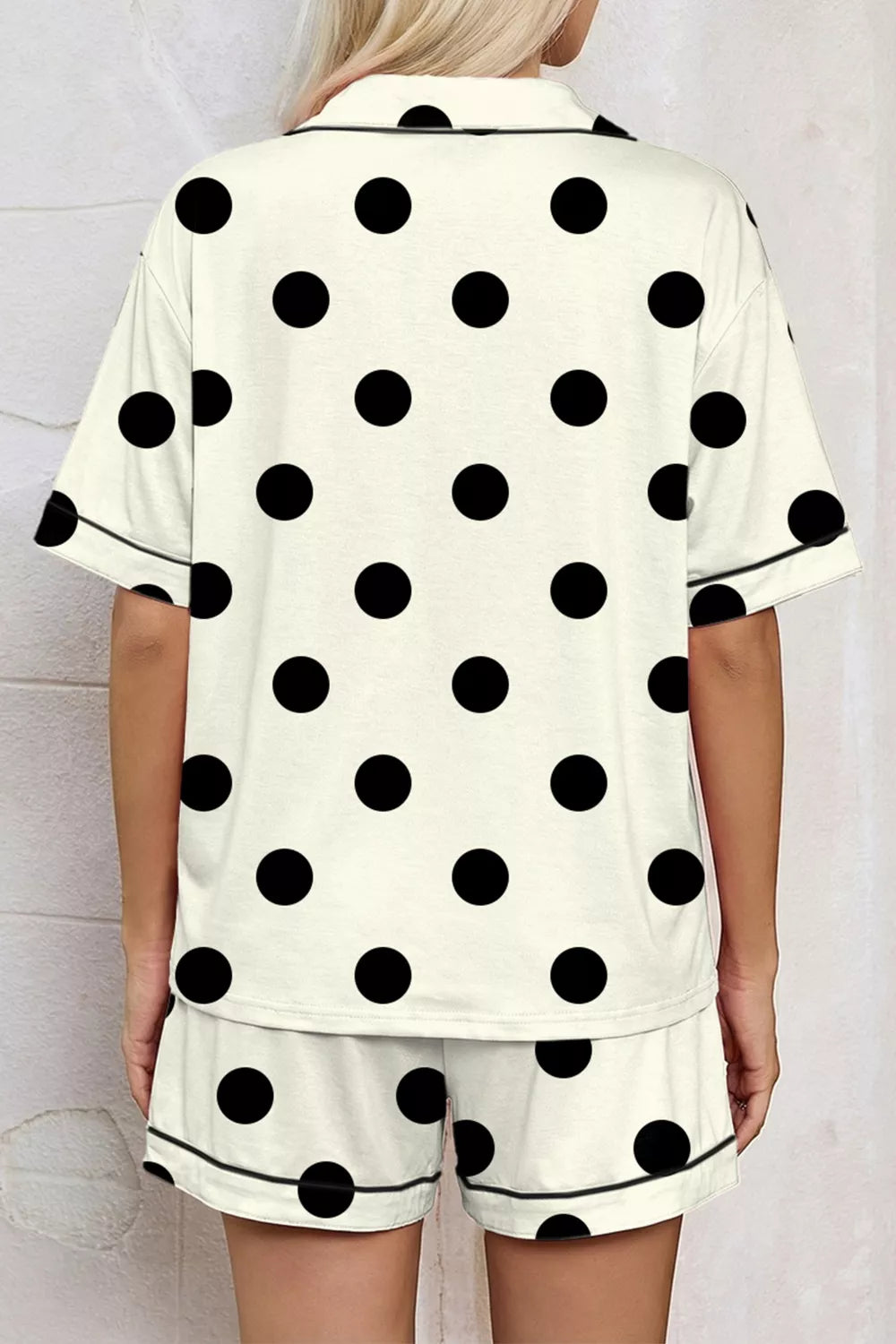 Polka Dot Button Up Top and Shorts Lounge Set Secondary image