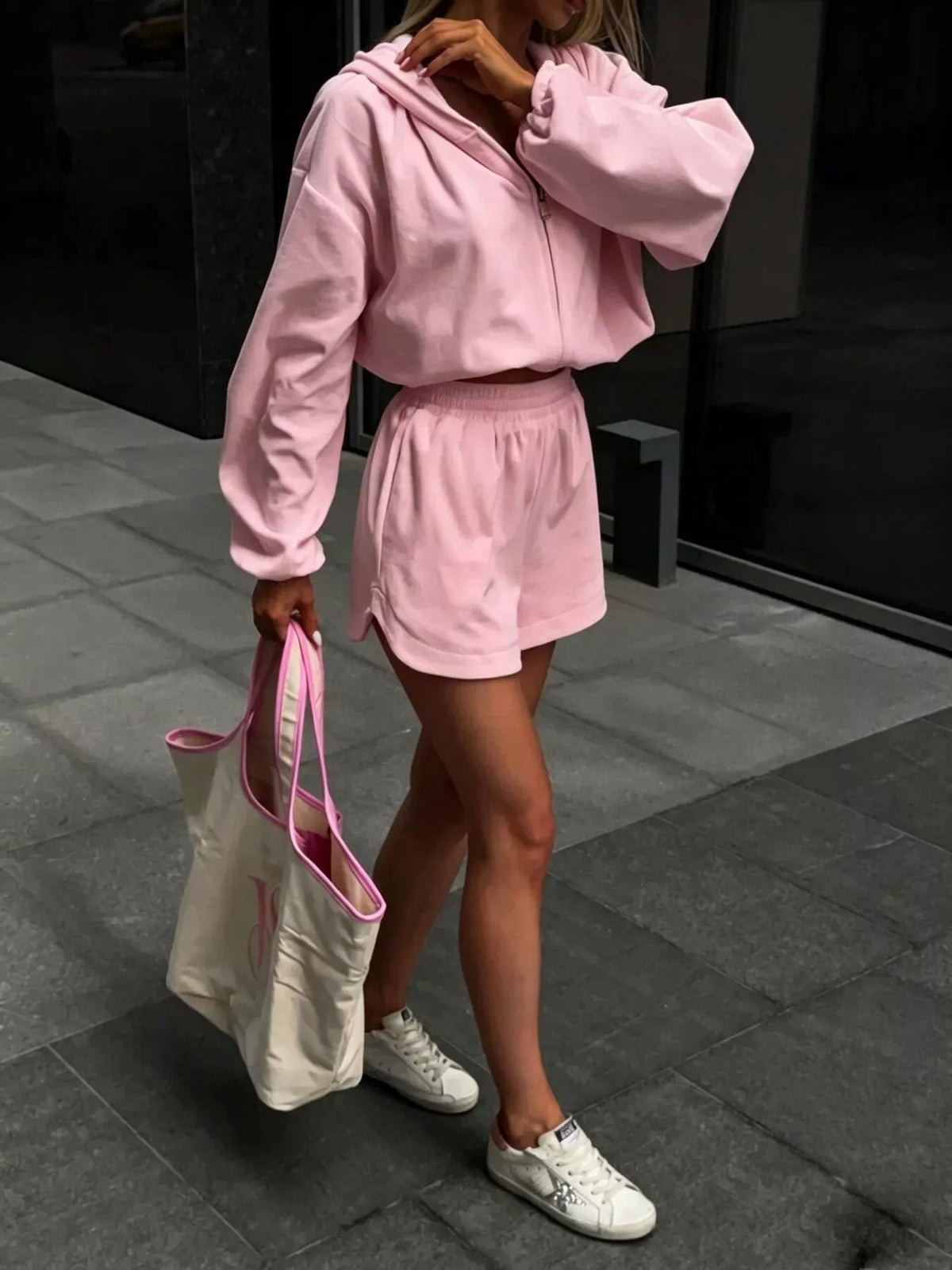 Zip Up Crop Hoodie and Shorts Set - photo 6