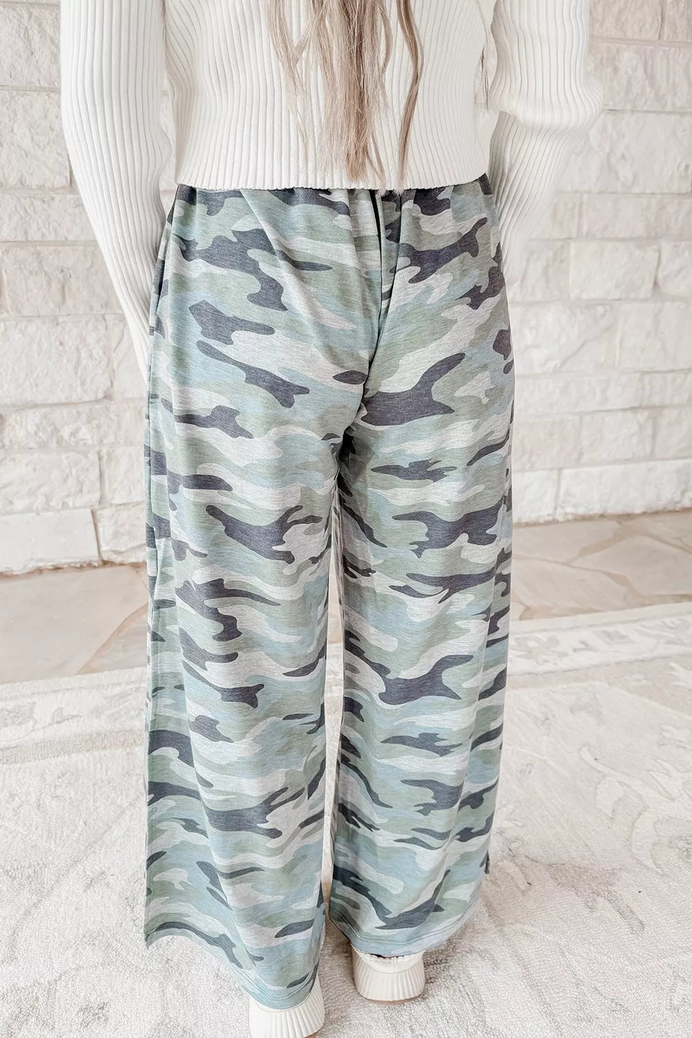 Camouflage Wide-Leg Drawstring Pants Secondary image