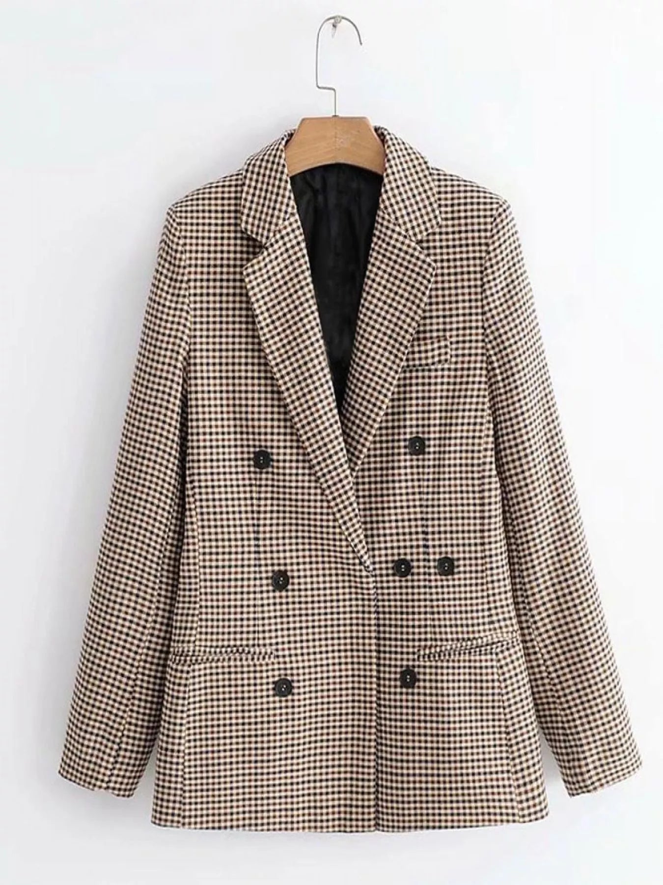Plaid Lapel Collar Long Sleeve Blazer Secondary image