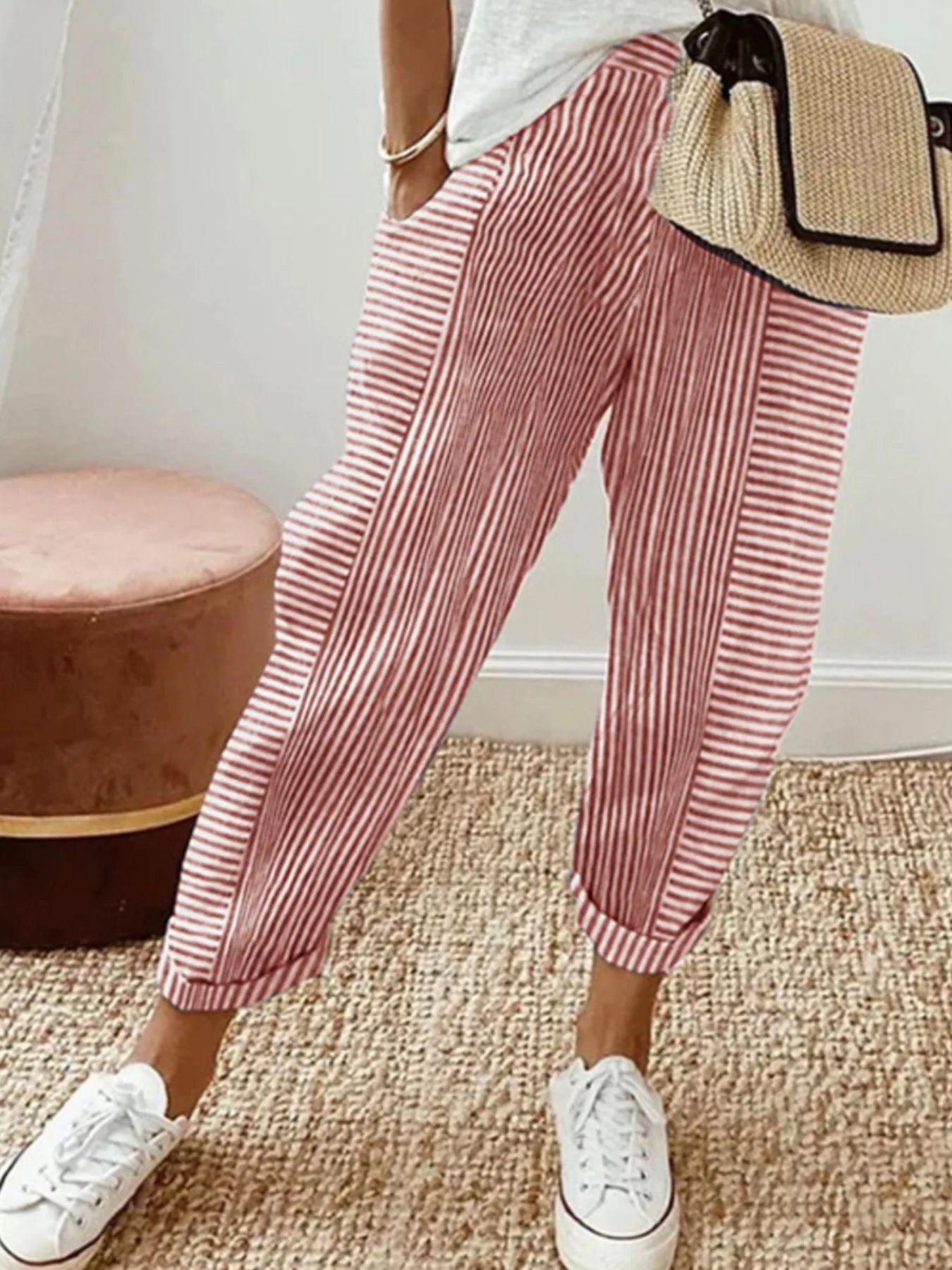 Full Size Striped Casual Pants Plus Size Secondary image
