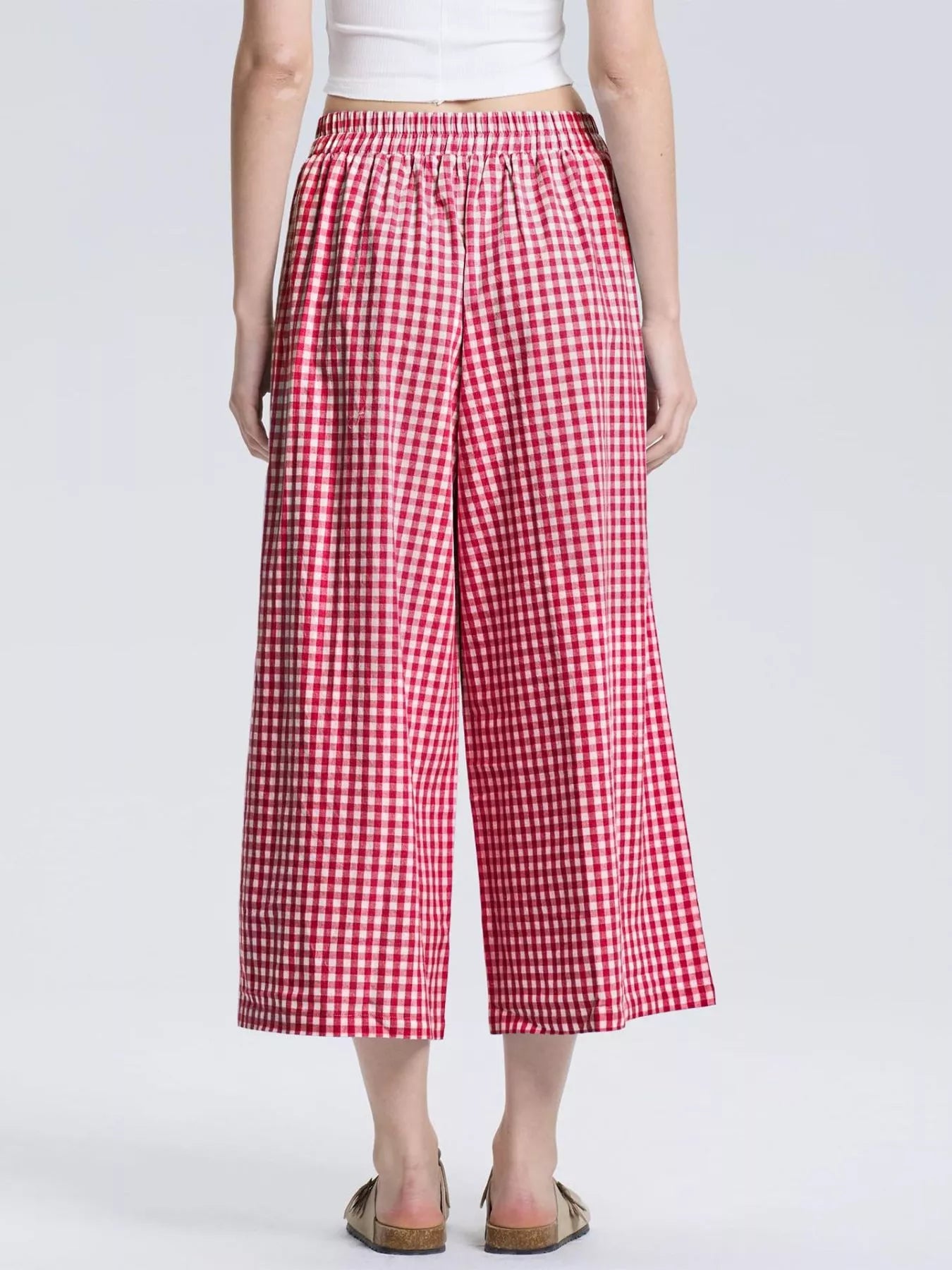 Gingham Wide-Leg Cropped Pants Secondary image