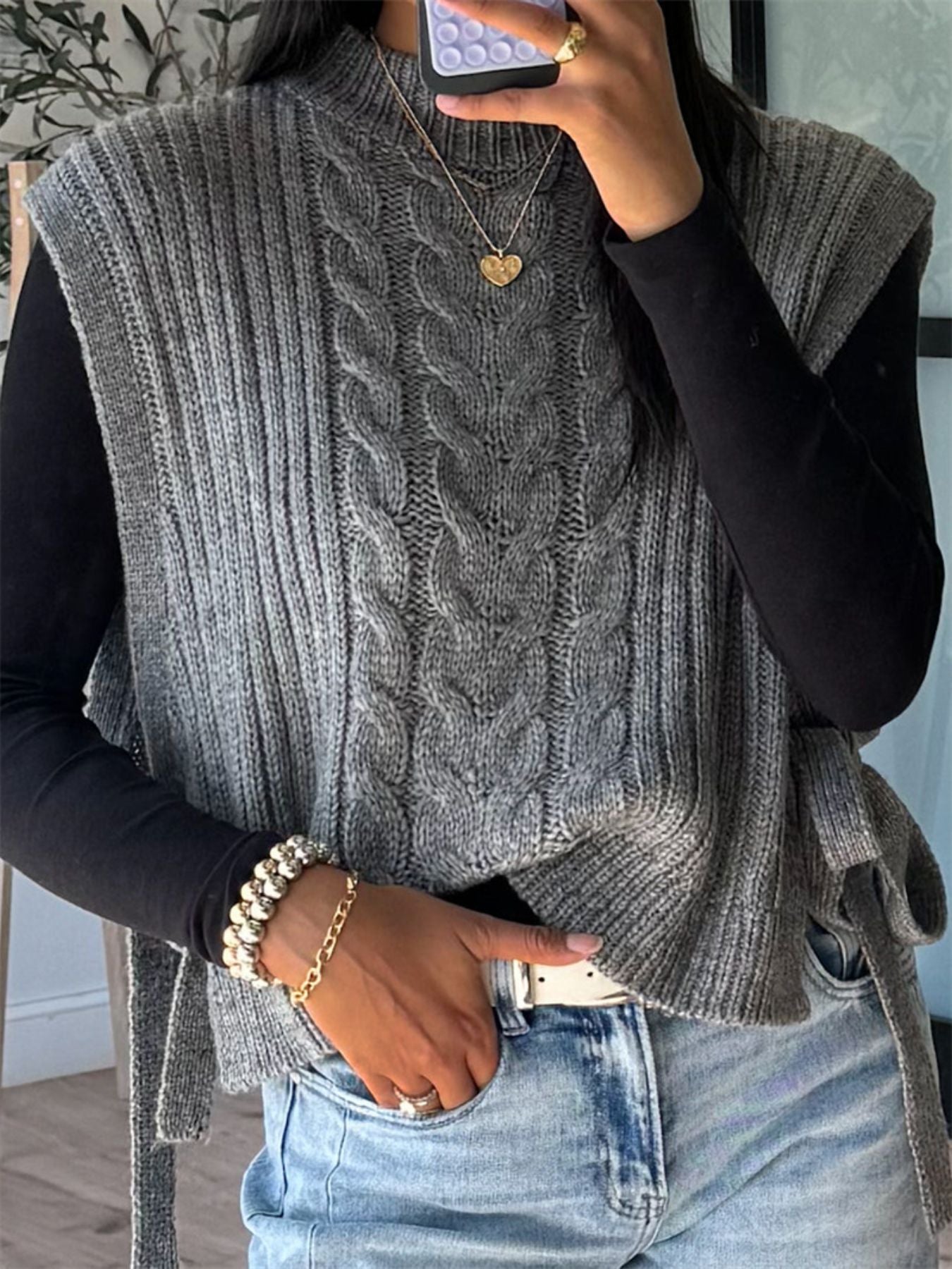 Cable Knit Sweater Vest Secondary image