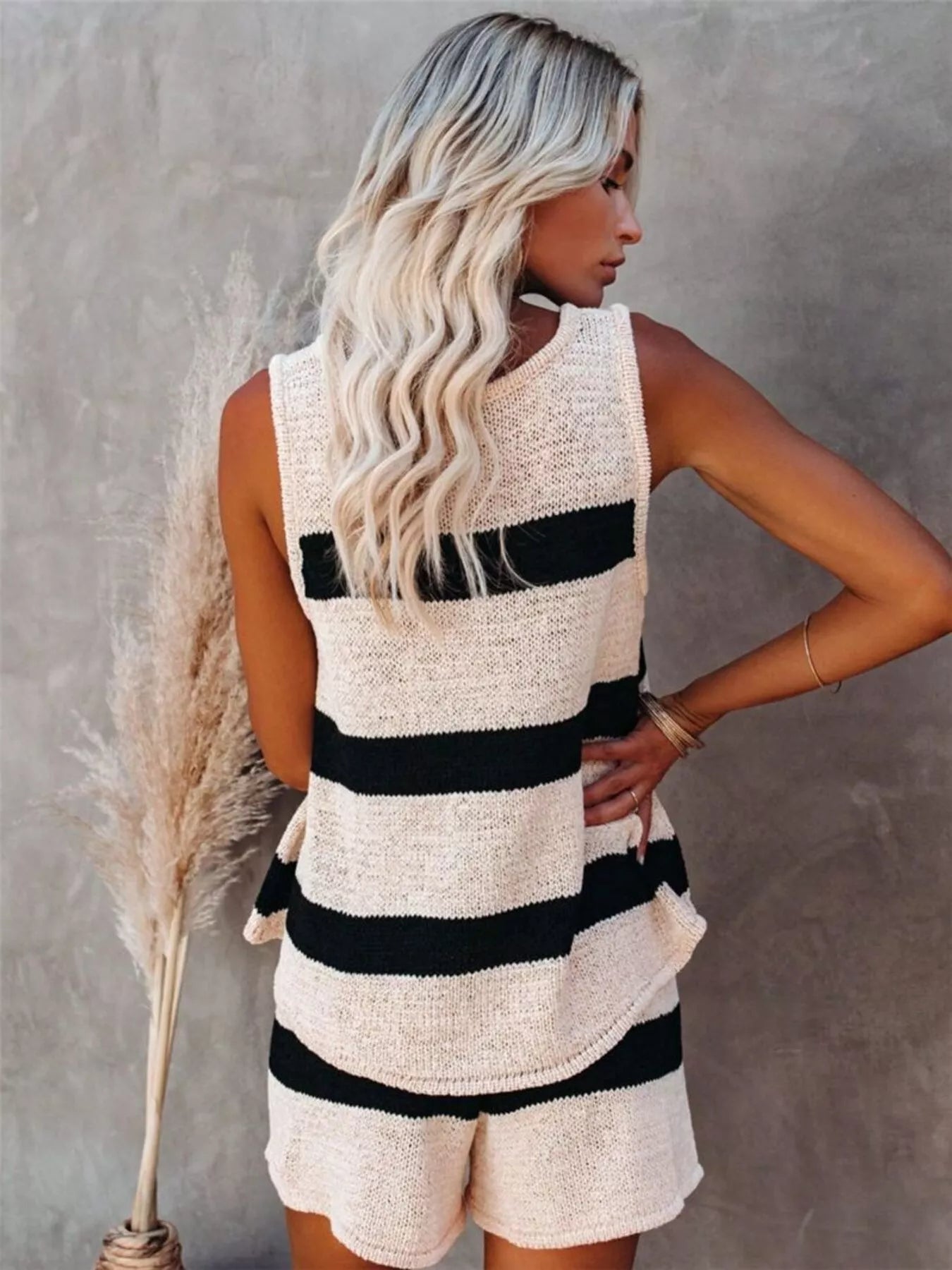 Striped Knit Tank and Shorts Set Secondary image