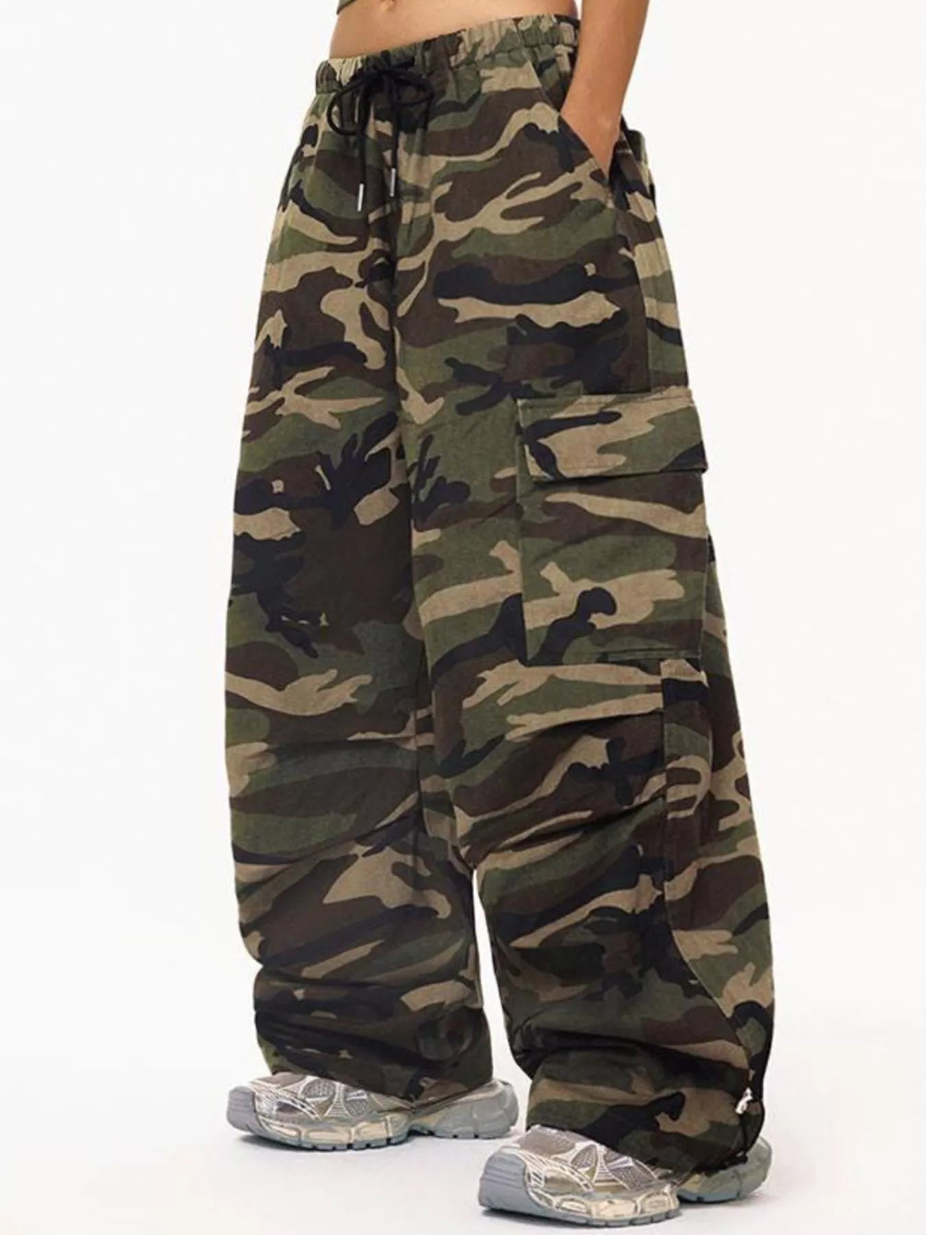 Camouflage Cargo Pants with Drawstring Waist Secondary image