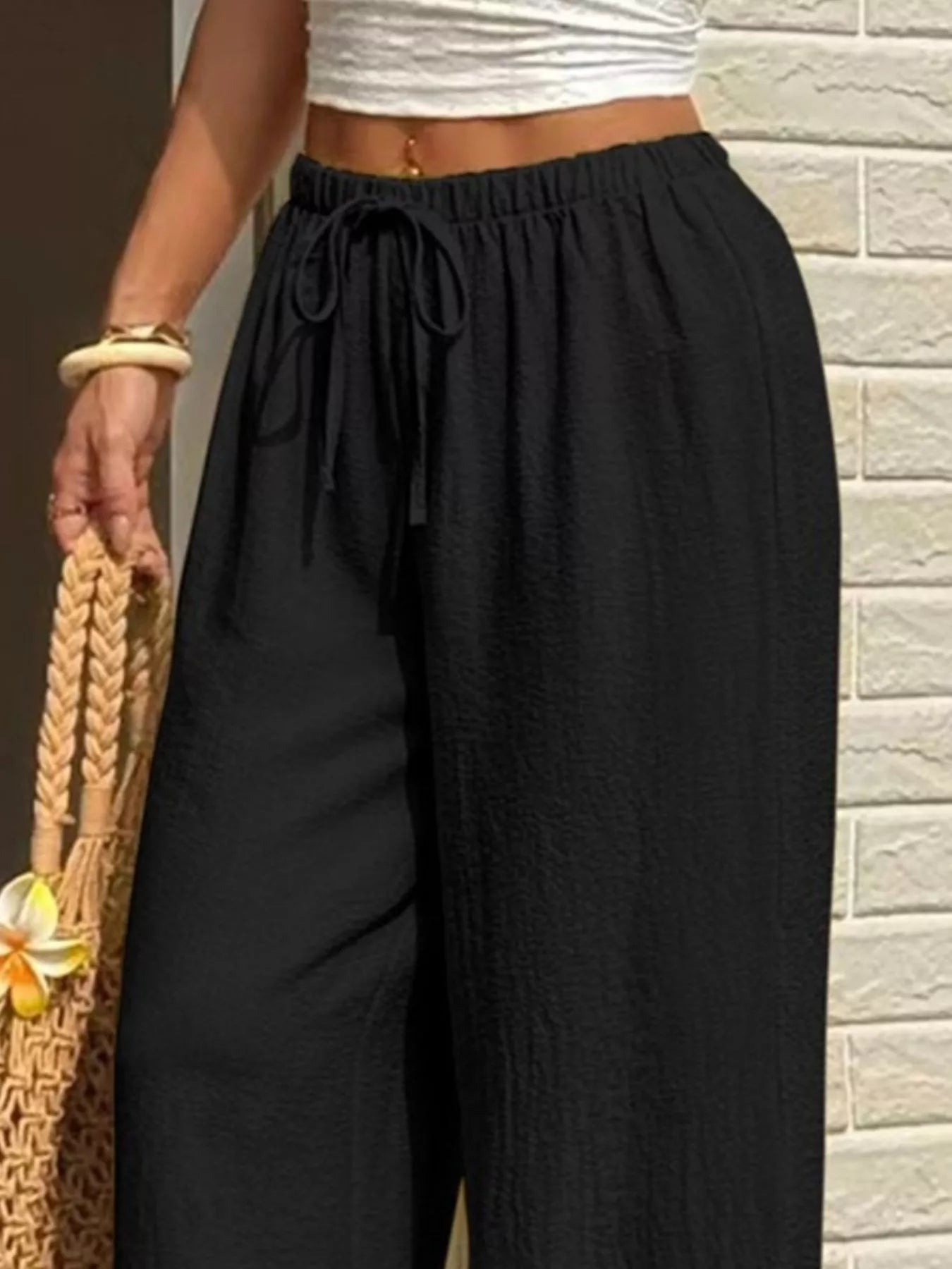 Plus Size Wide Leg Drawstring Pants Secondary image