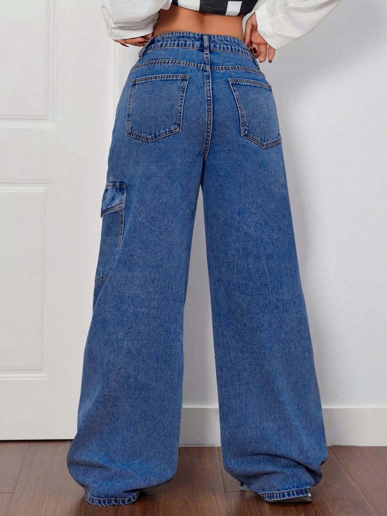 Wide Leg Jeans with Bow Tie Accents Secondary image