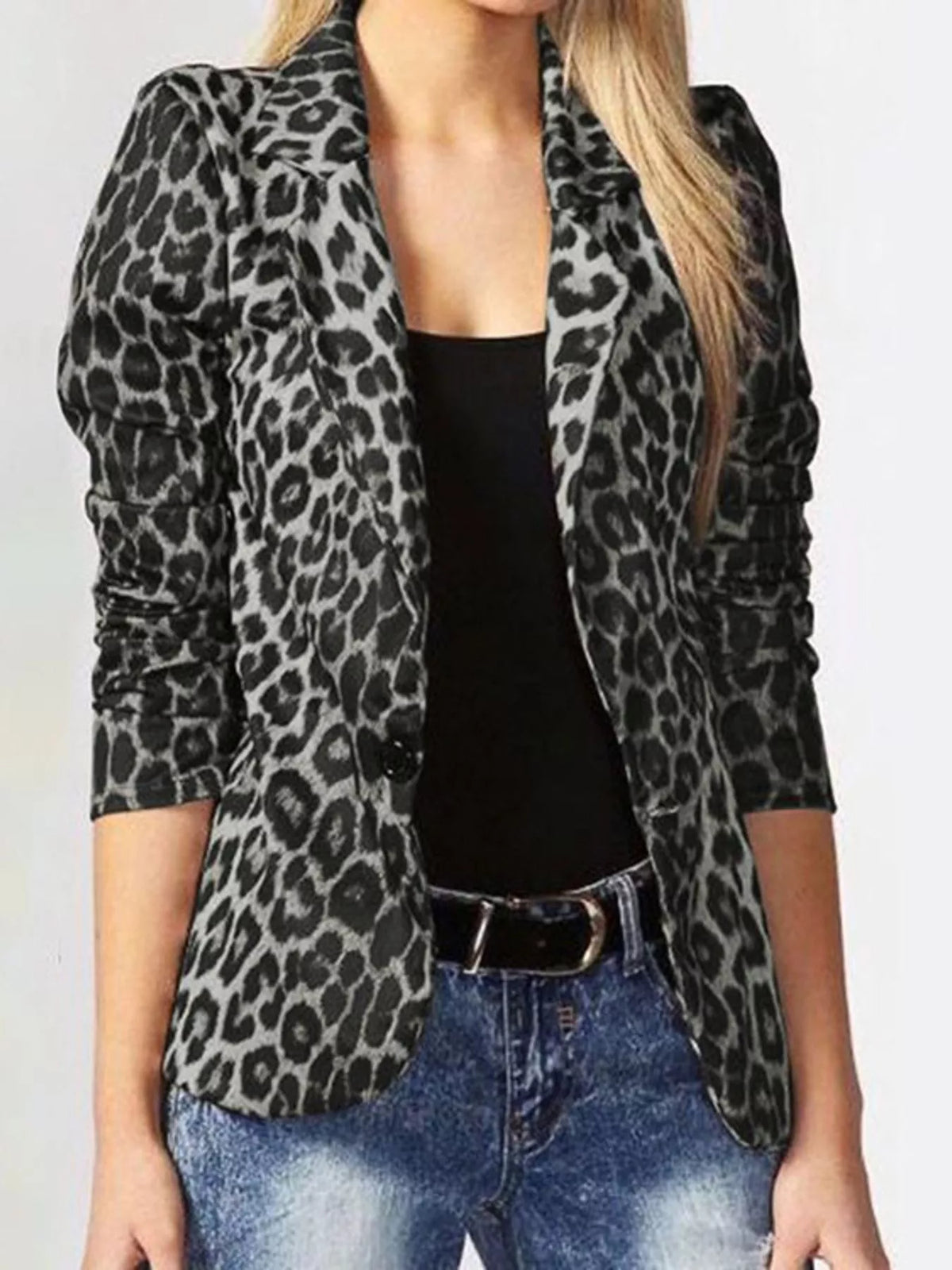 Leopard Print One Button Blazer - photo 3