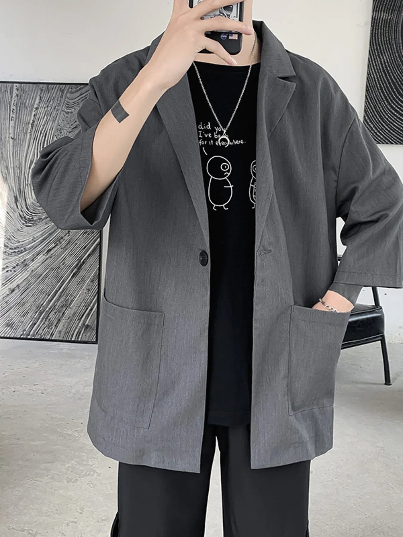 Men's One Button Long Sleeve Blazer Secondary image