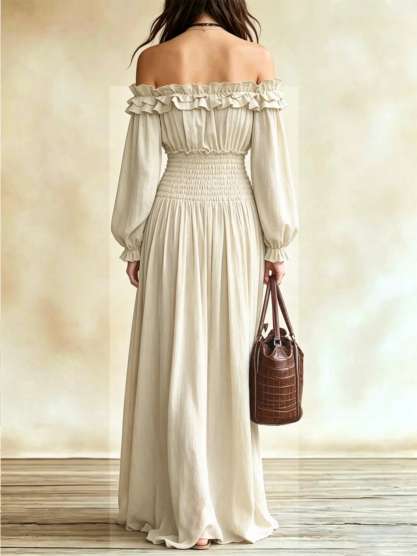 Full Size Off-Shoulder Ruffled Maxi Dress with Smocked Waist Plus Size Secondary image
