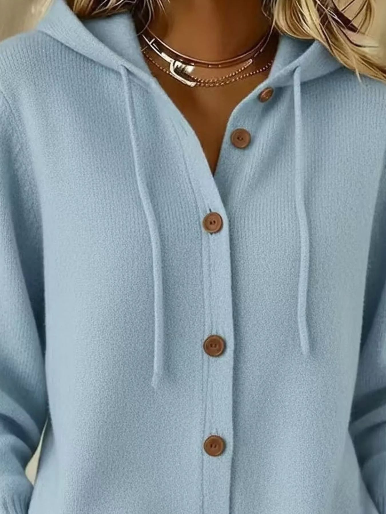 Hooded Button-Up Cardigan Secondary image