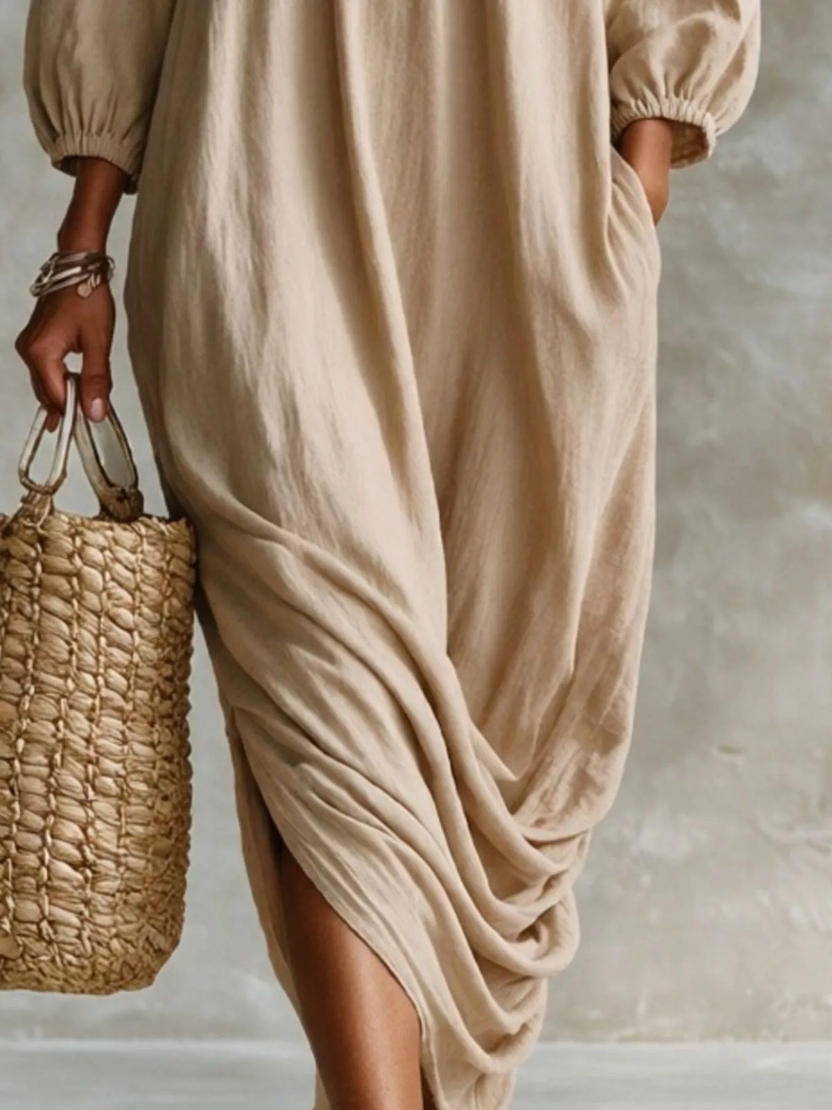 Ruffled Boat Neck Ruched Midi Dress - photo 6