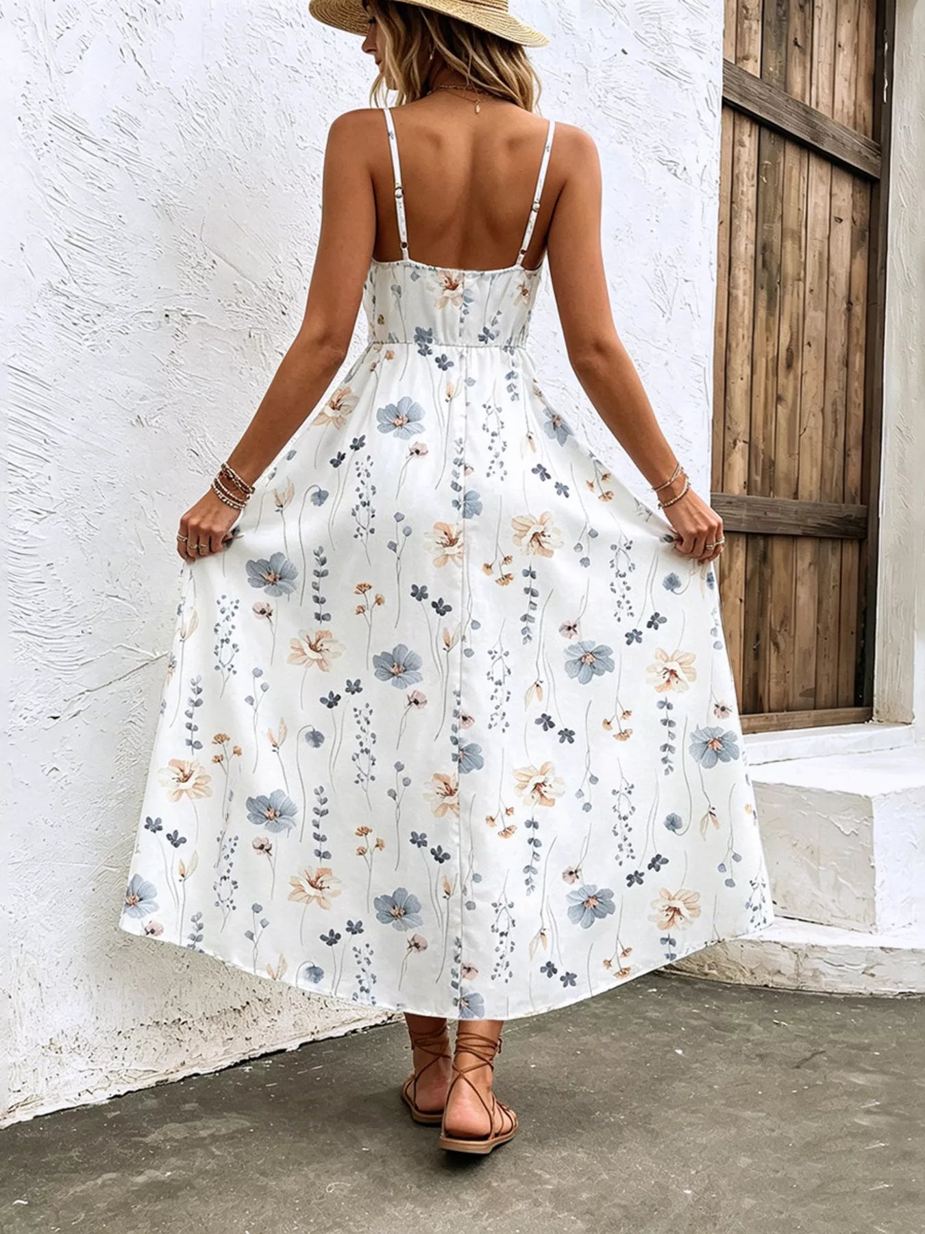 Floral Print Spaghetti Strap Midi Dress Secondary image