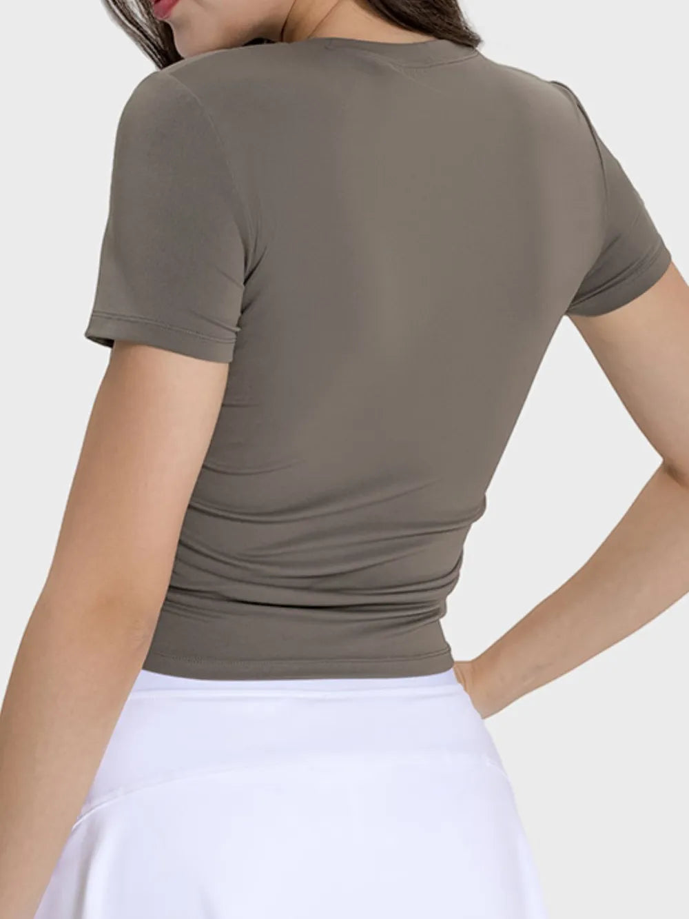 Millennia Ruched Round Neck Short Sleeve Active T-Shirt Secondary image