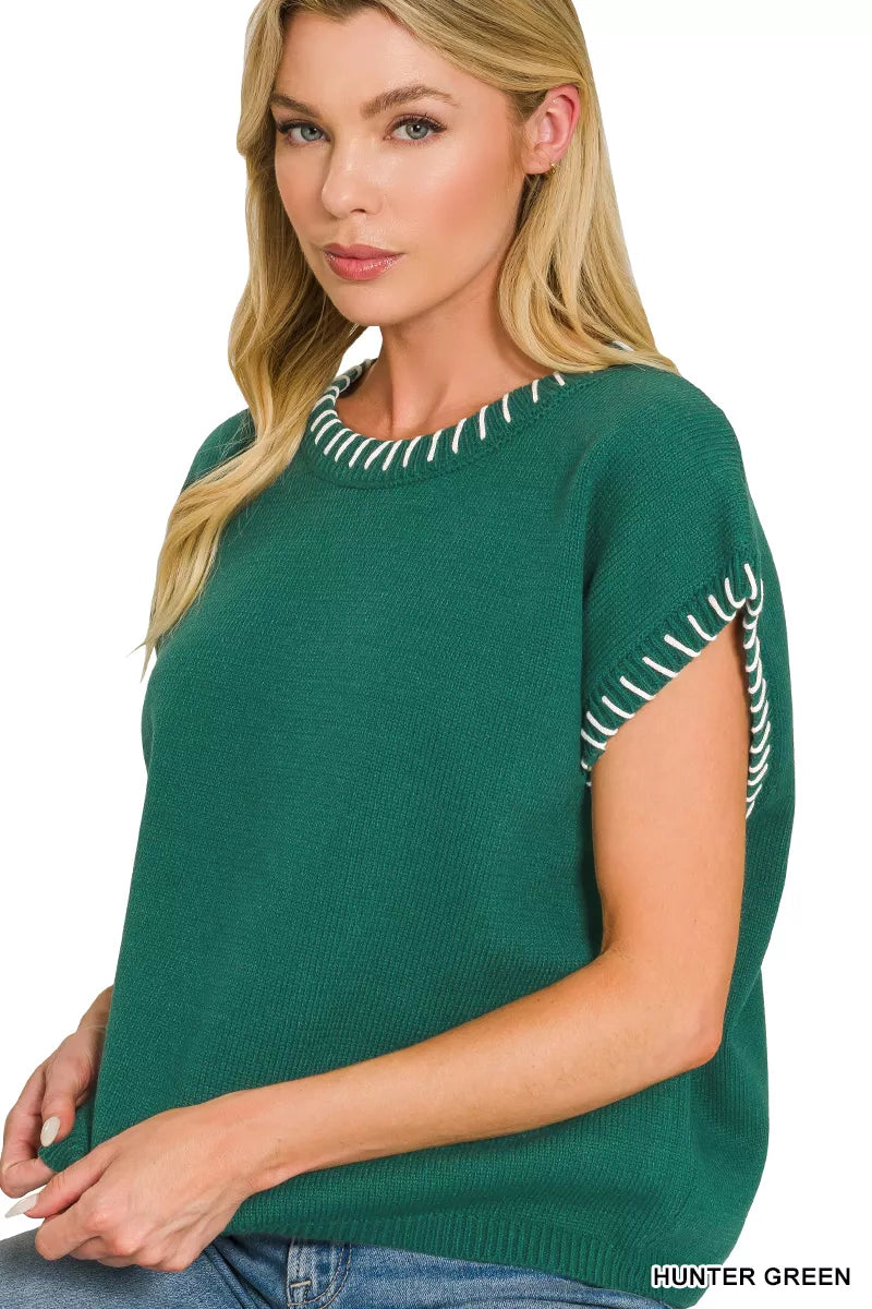 Zenana Stitch Detailed Oversize Sweater Secondary image